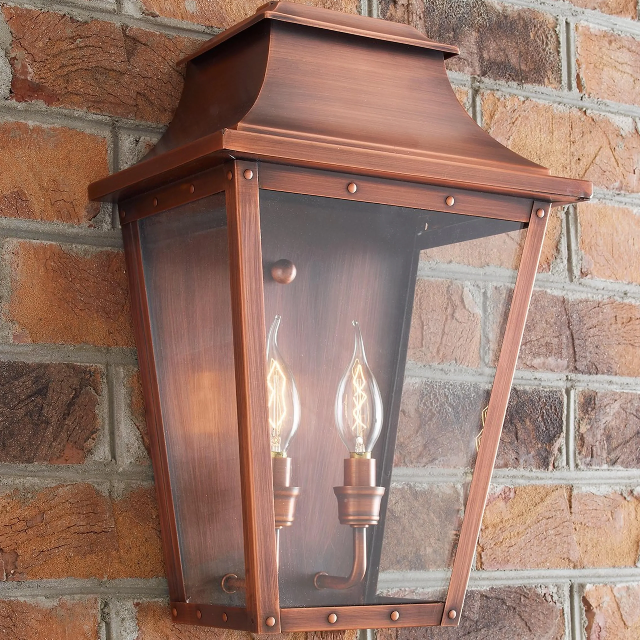 Traditional Studded Tapered Outdoor Sconce - Large