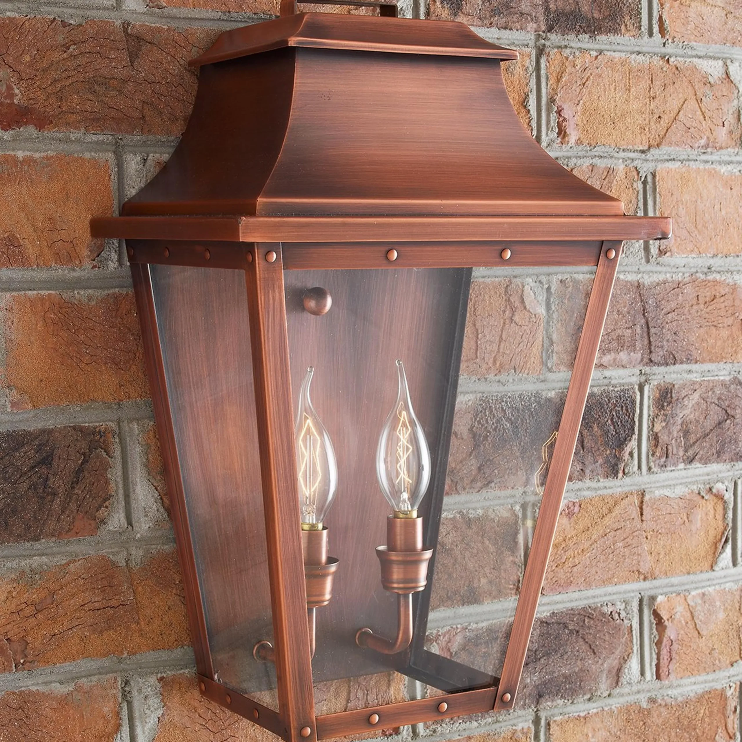 Traditional Studded Tapered Outdoor Sconce - Large