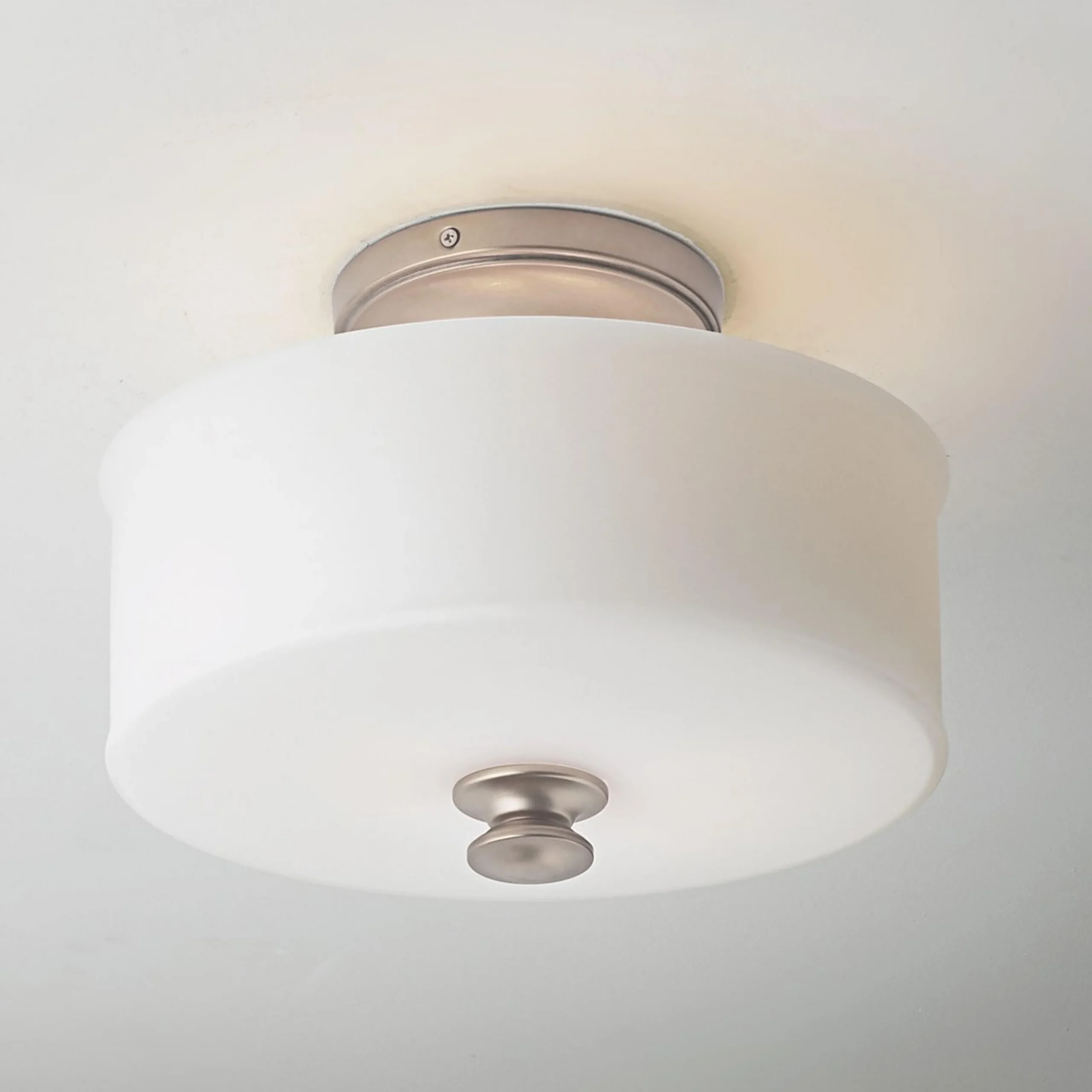 Traditional Urban Drum Glass Semi-Flush Ceiling Light