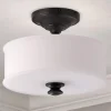 Traditional Urban Drum Glass Semi-Flush Ceiling Light