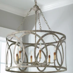 Transitional Cut Loop Drum Chandelier - 6 Light