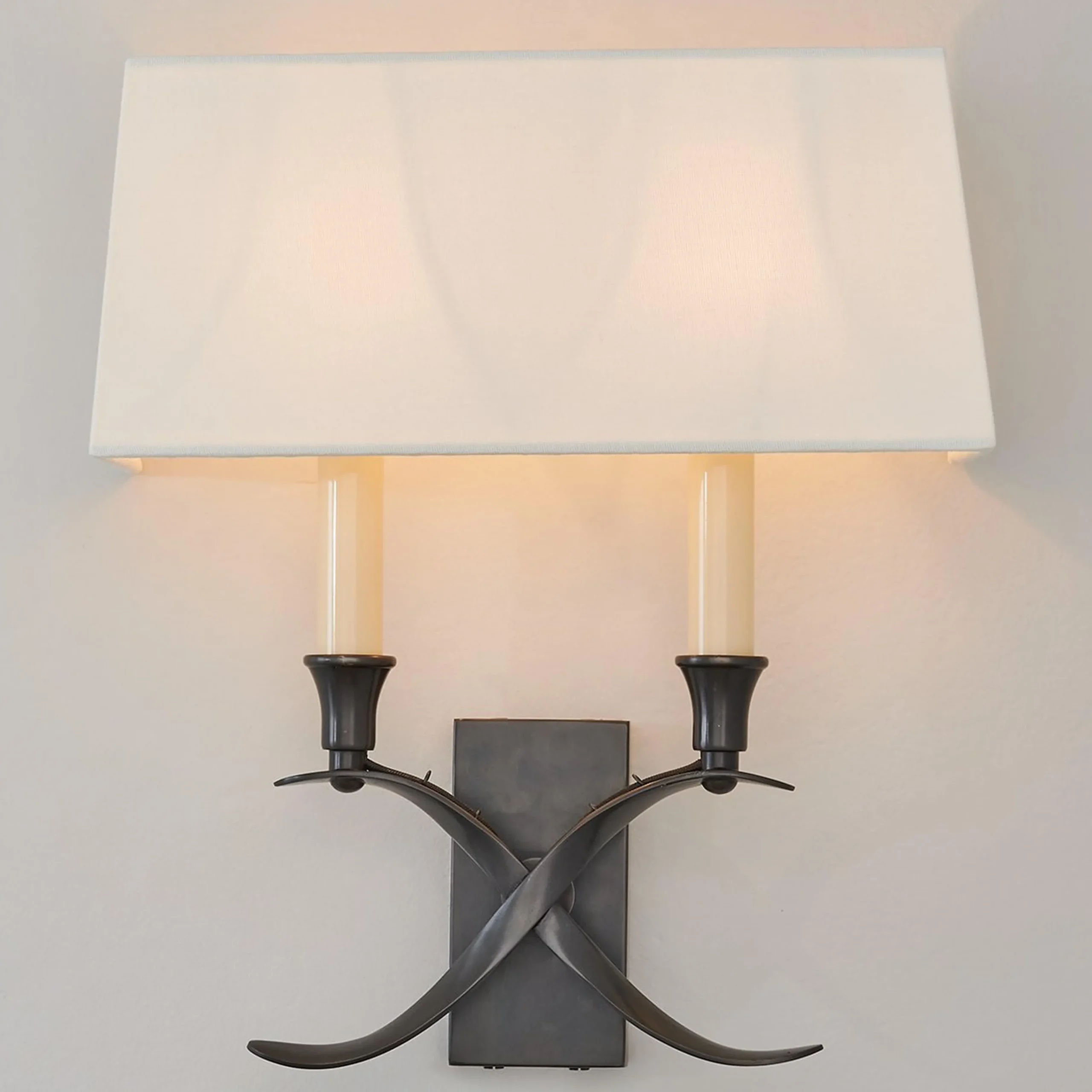 Transitional 'X' Wall Sconce with Shade - 2 Light