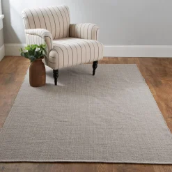 Tri-Toned Neutral Woven Cotton Rug