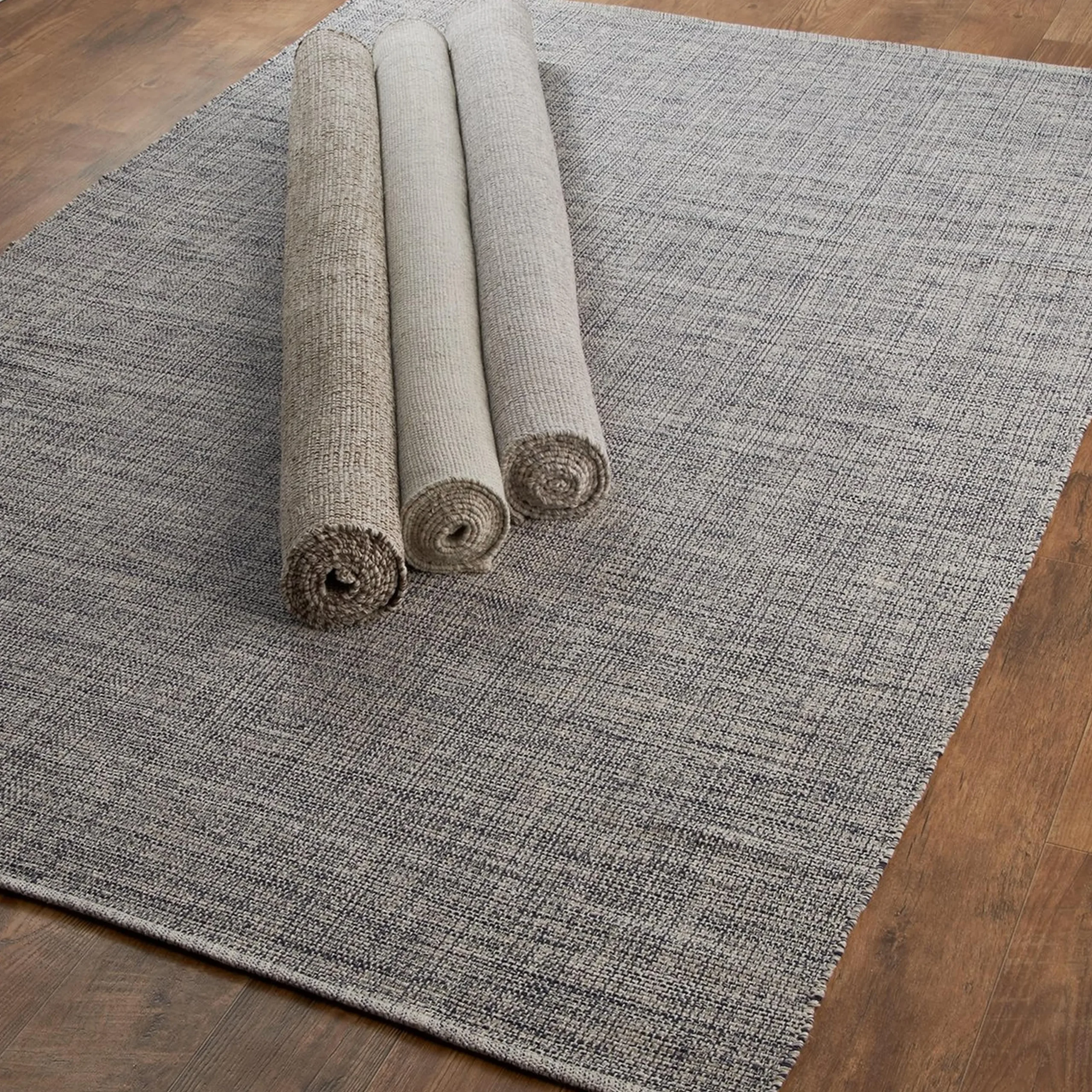 Tri-Toned Neutral Woven Cotton Rug