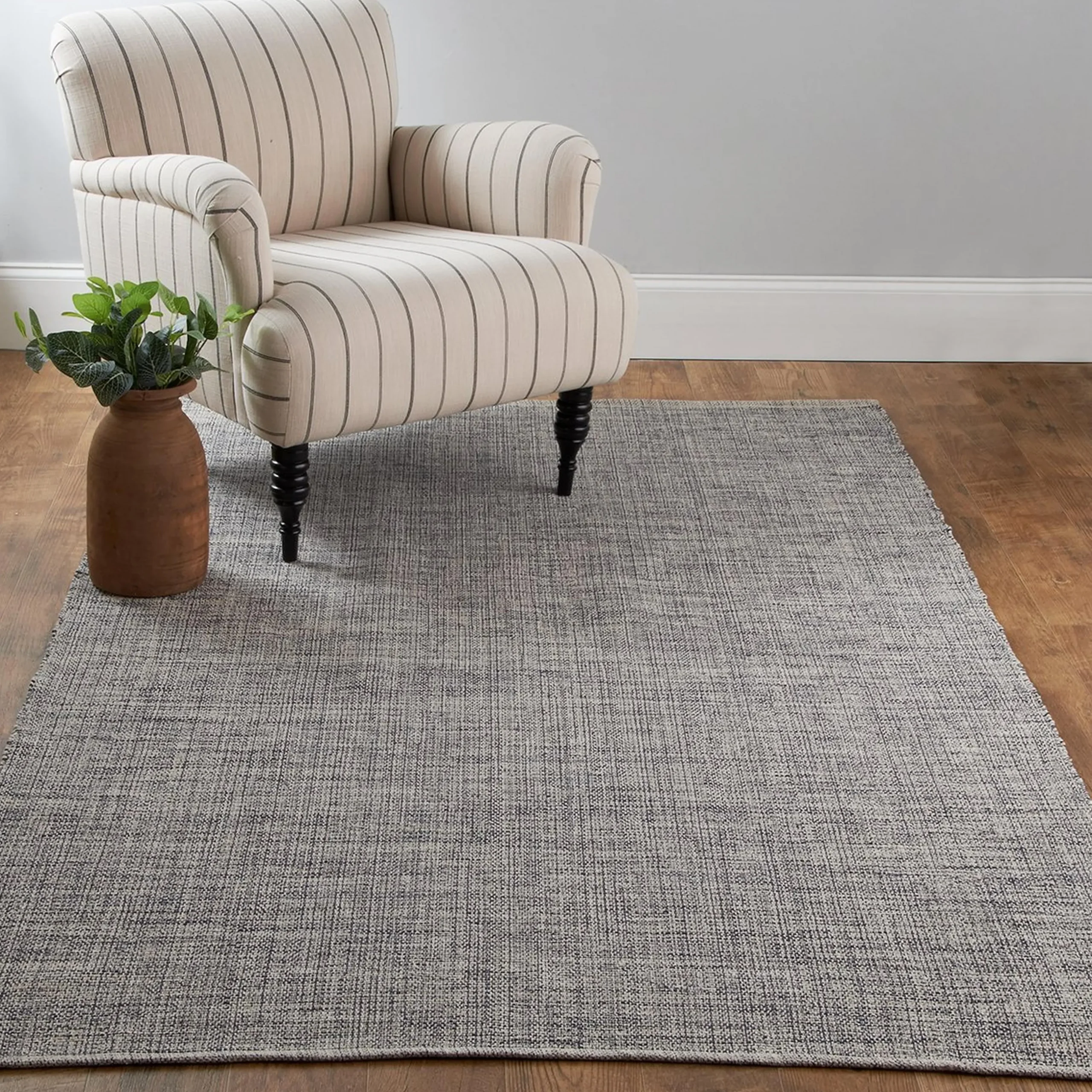 Tri-Toned Neutral Woven Cotton Rug