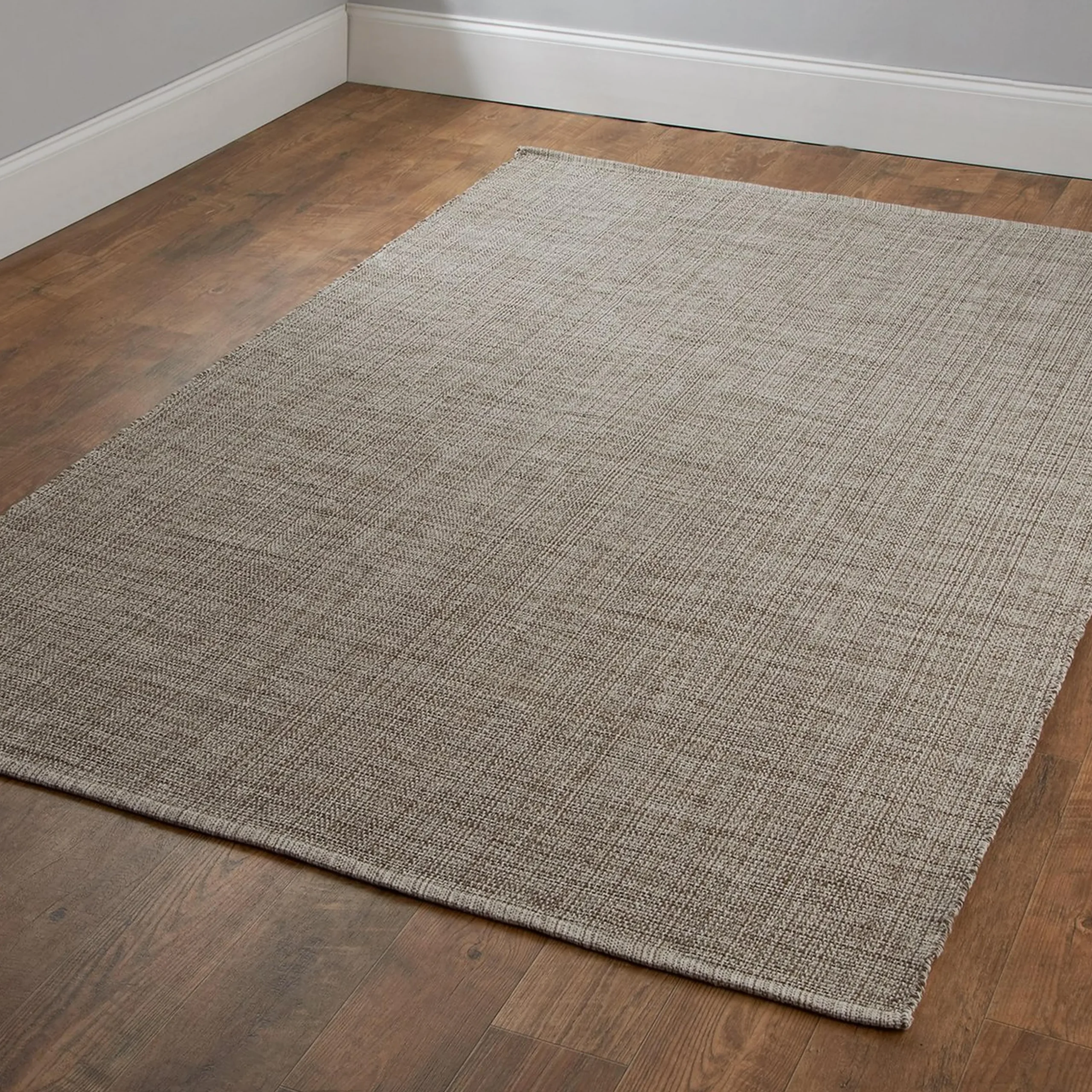 Tri-Toned Neutral Woven Cotton Rug