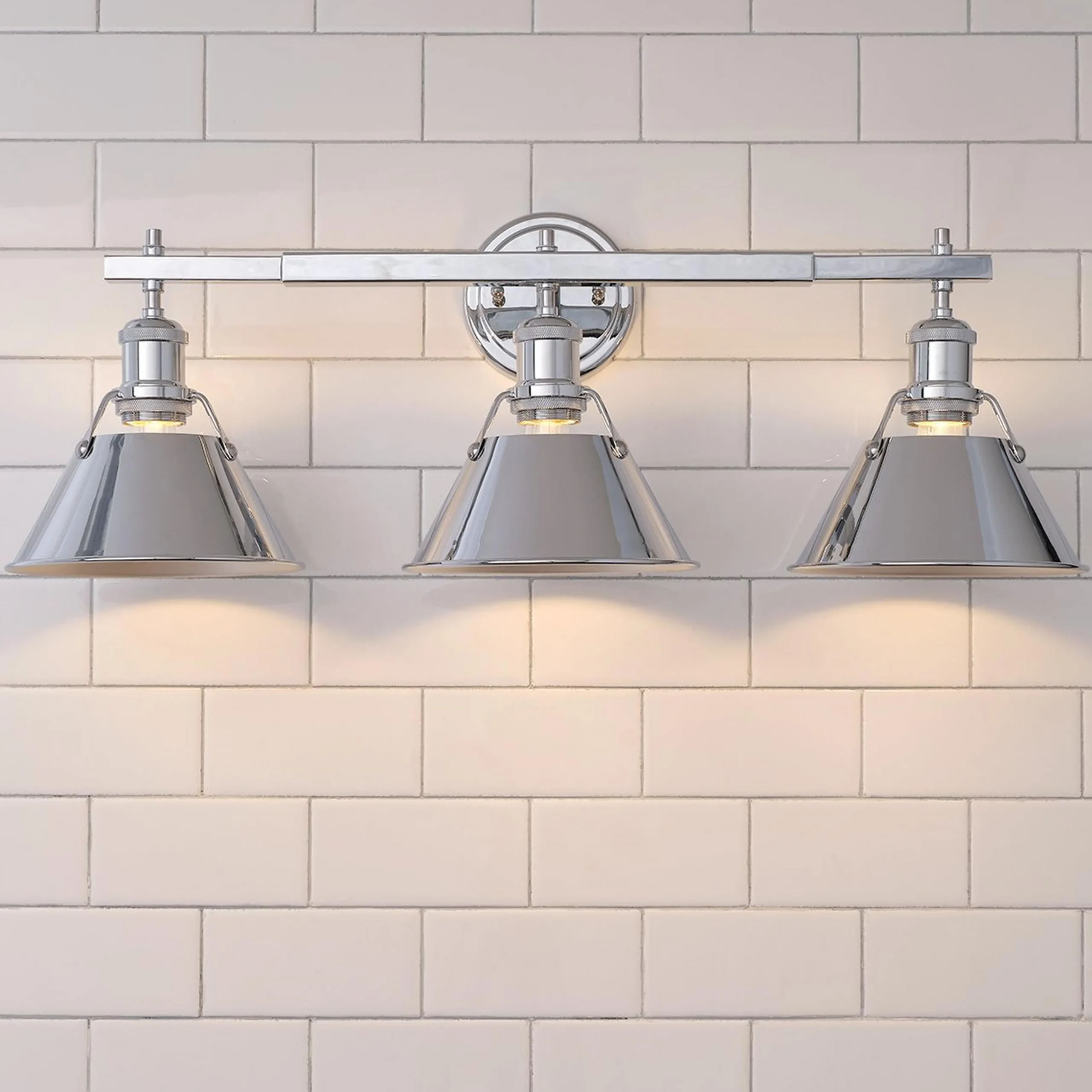 Truncated Cone Shade Vanity Light - 3 light