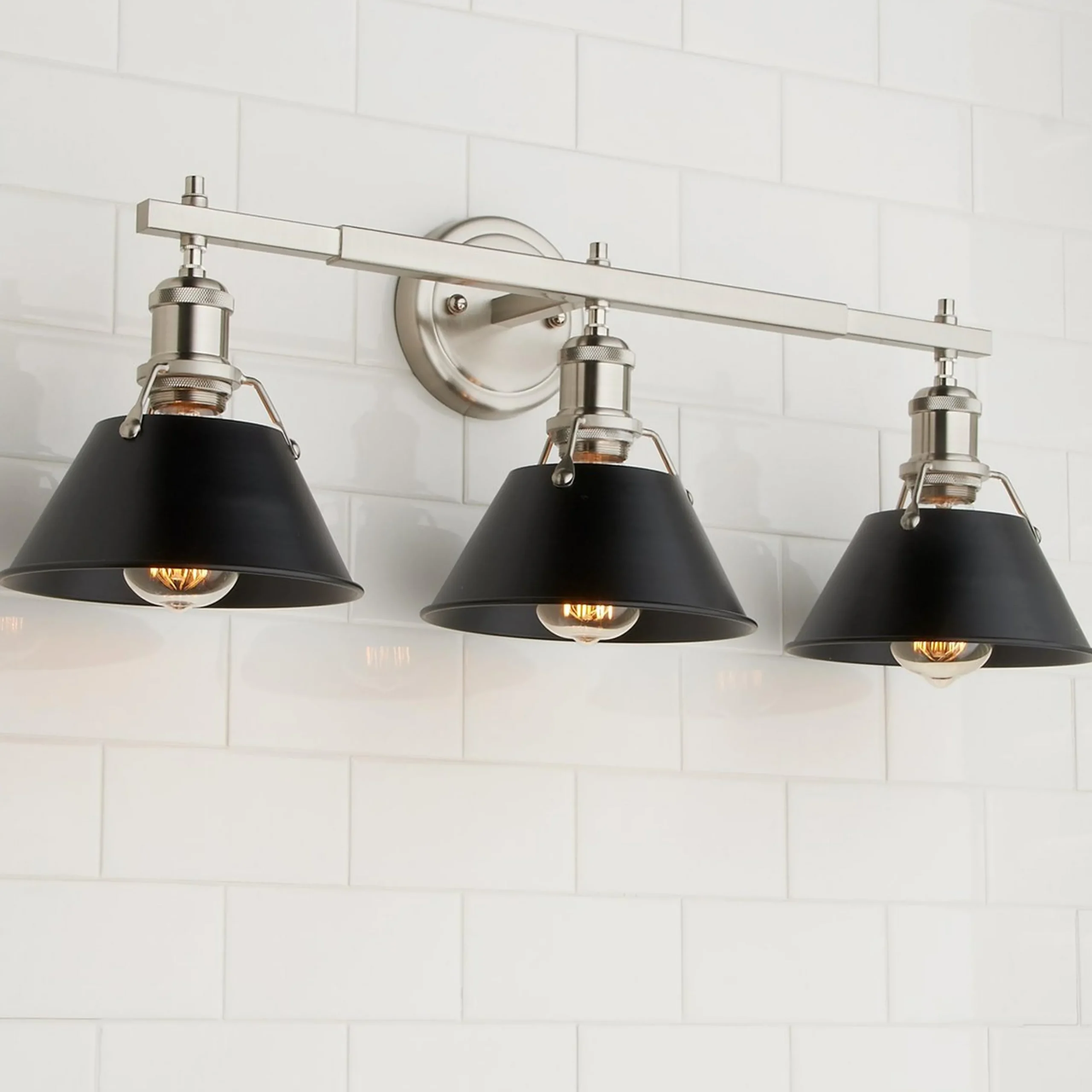 Truncated Cone Shade Vanity Light - 3 light
