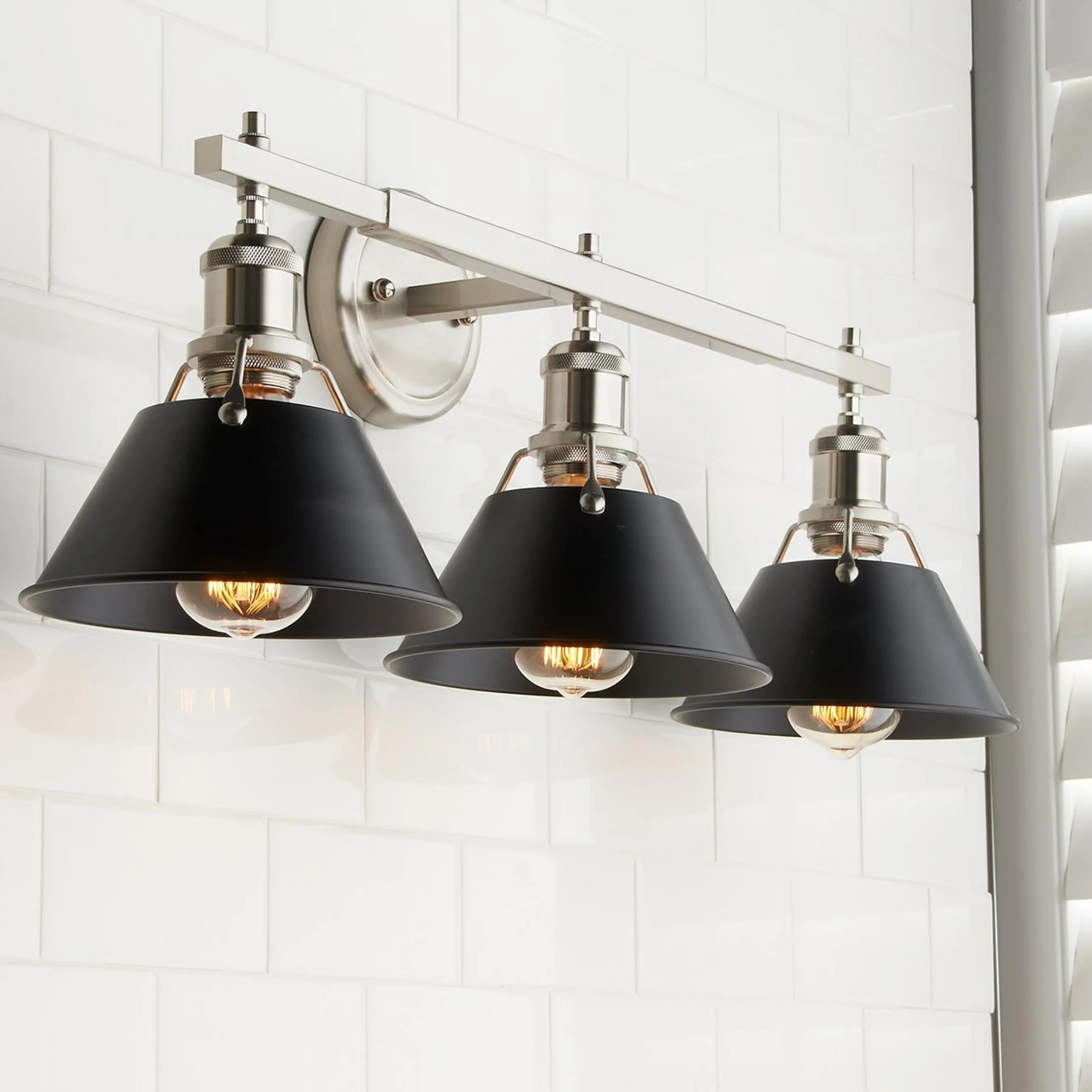 Truncated Cone Shade Vanity Light - 3 light