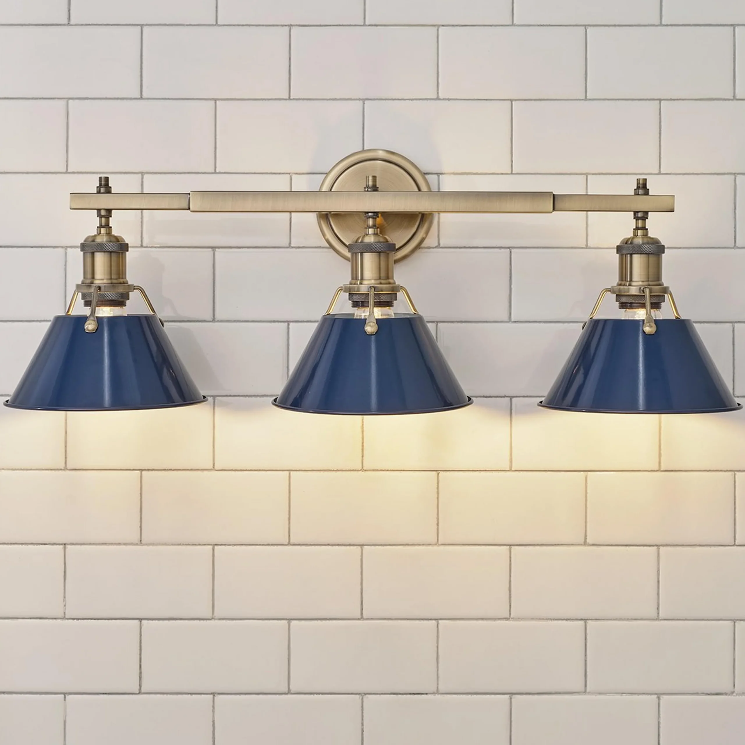 Truncated Cone Shade Vanity Light - 3 light