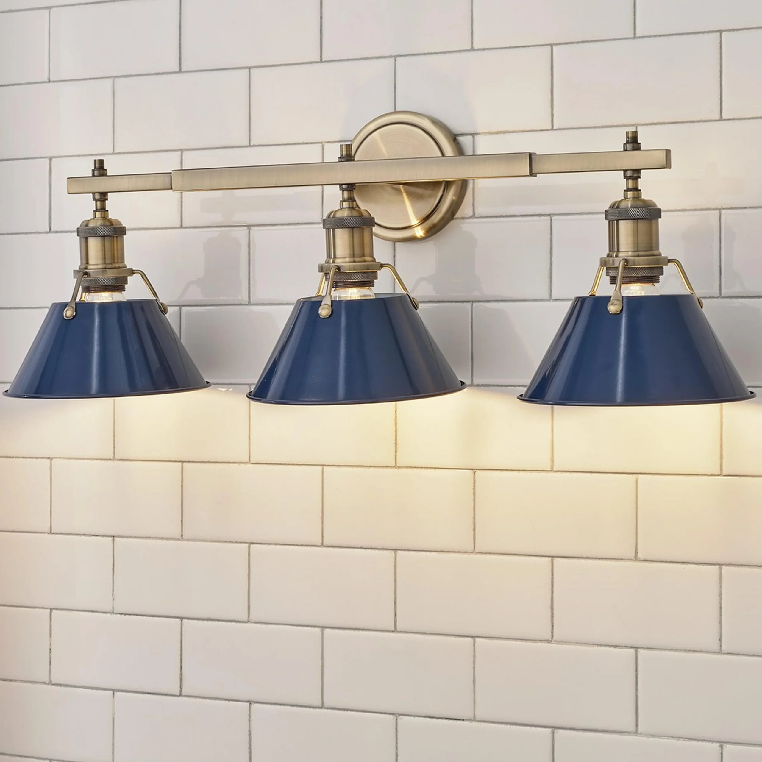Truncated Cone Shade Vanity Light - 3 light