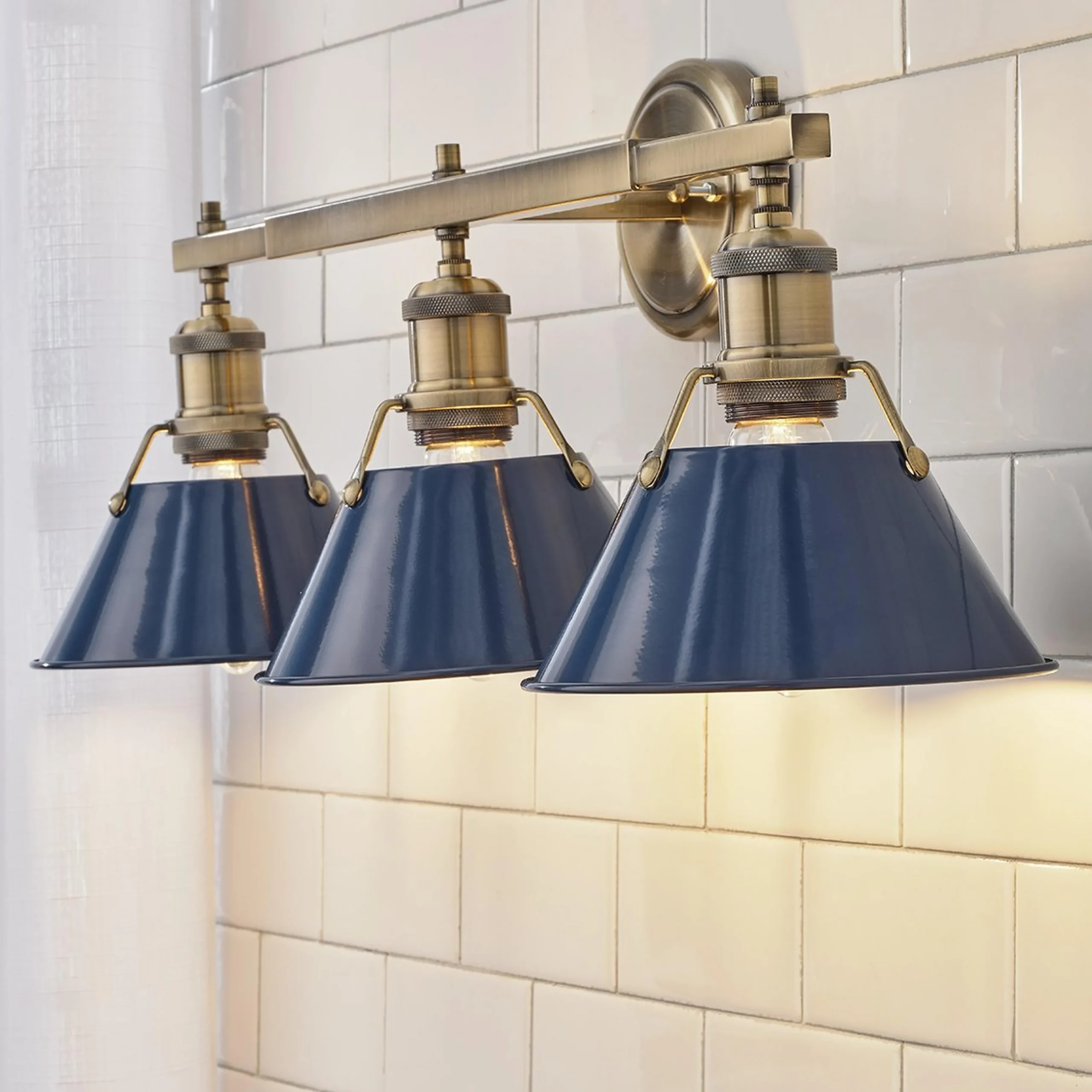 Truncated Cone Shade Vanity Light - 3 light