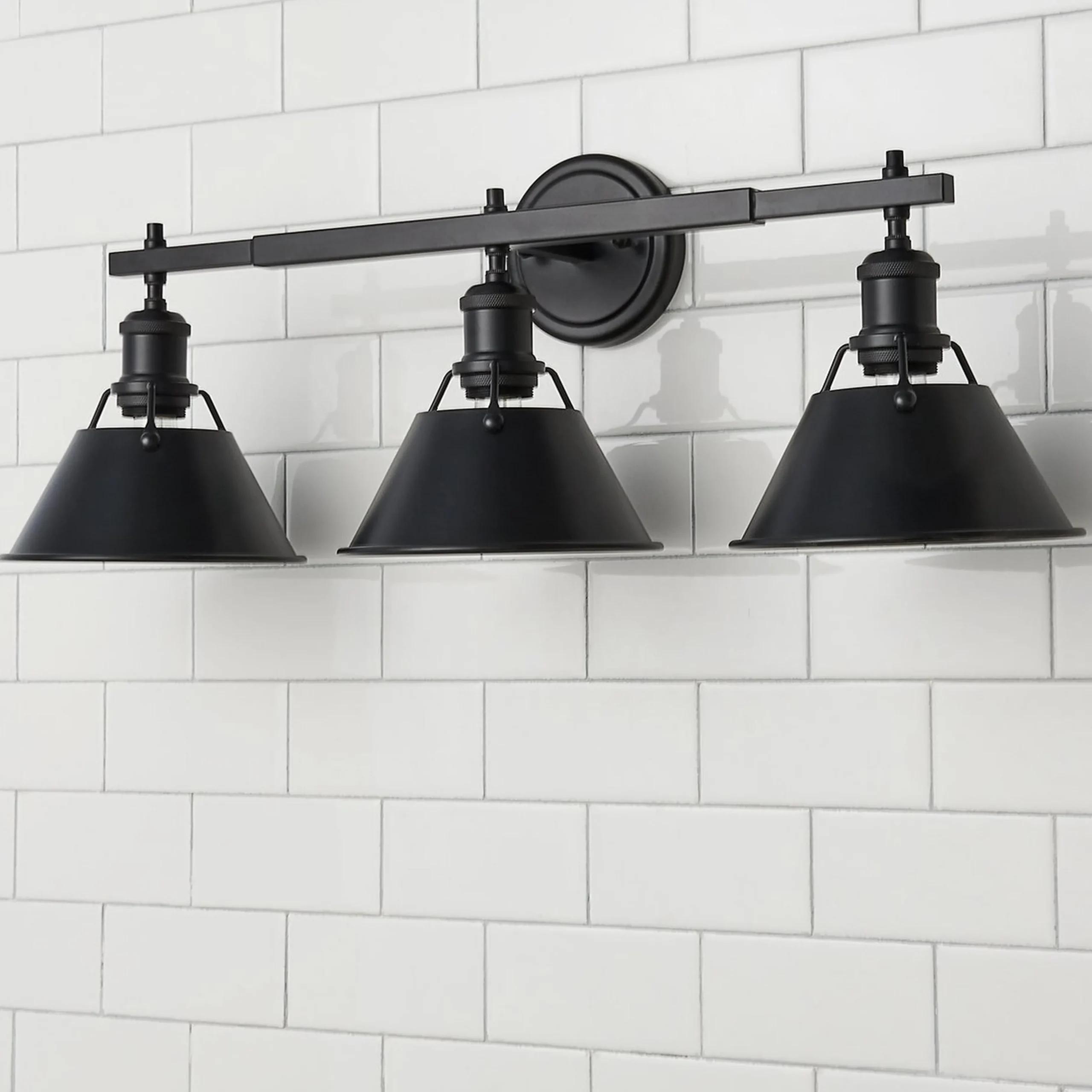 Truncated Cone Shade Vanity Light - 3 light