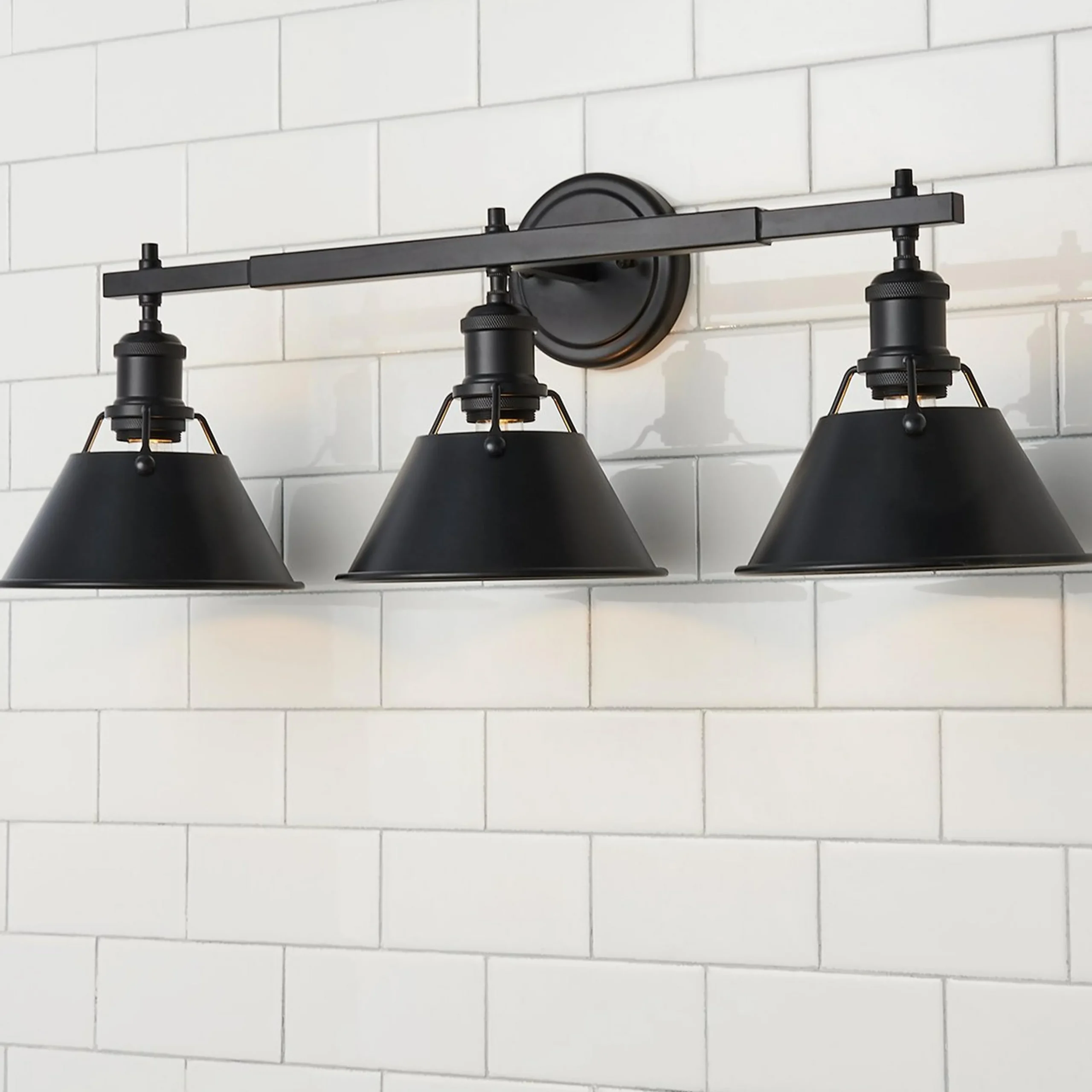 Truncated Cone Shade Vanity Light - 3 light