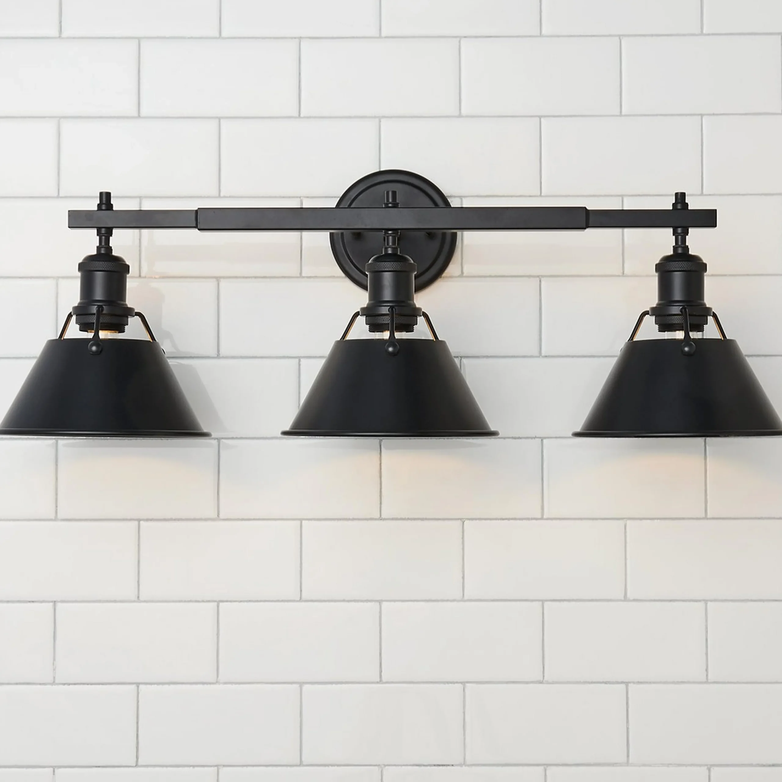 Truncated Cone Shade Vanity Light - 3 light