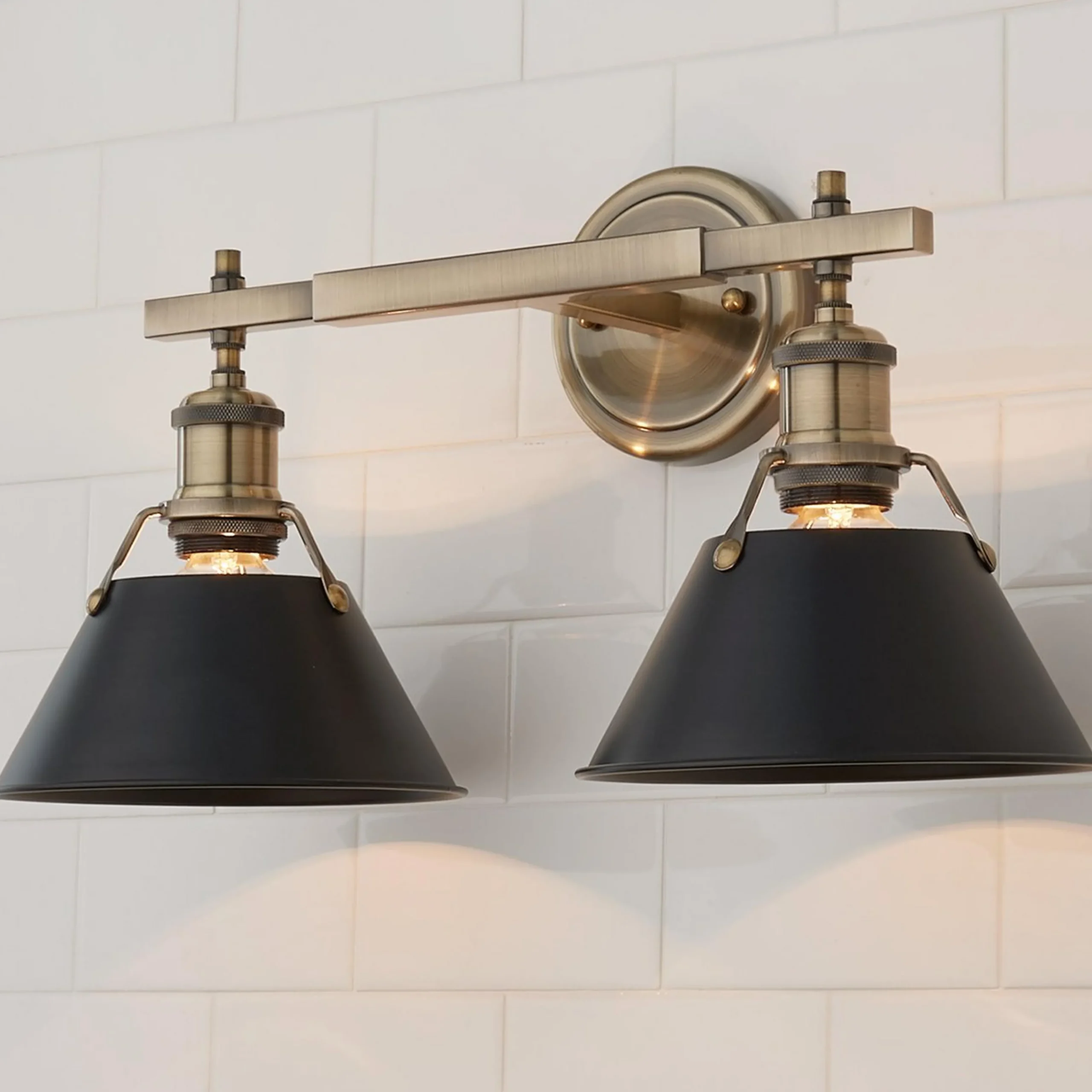 Truncated Cone Shade Vanity Light - 2 light
