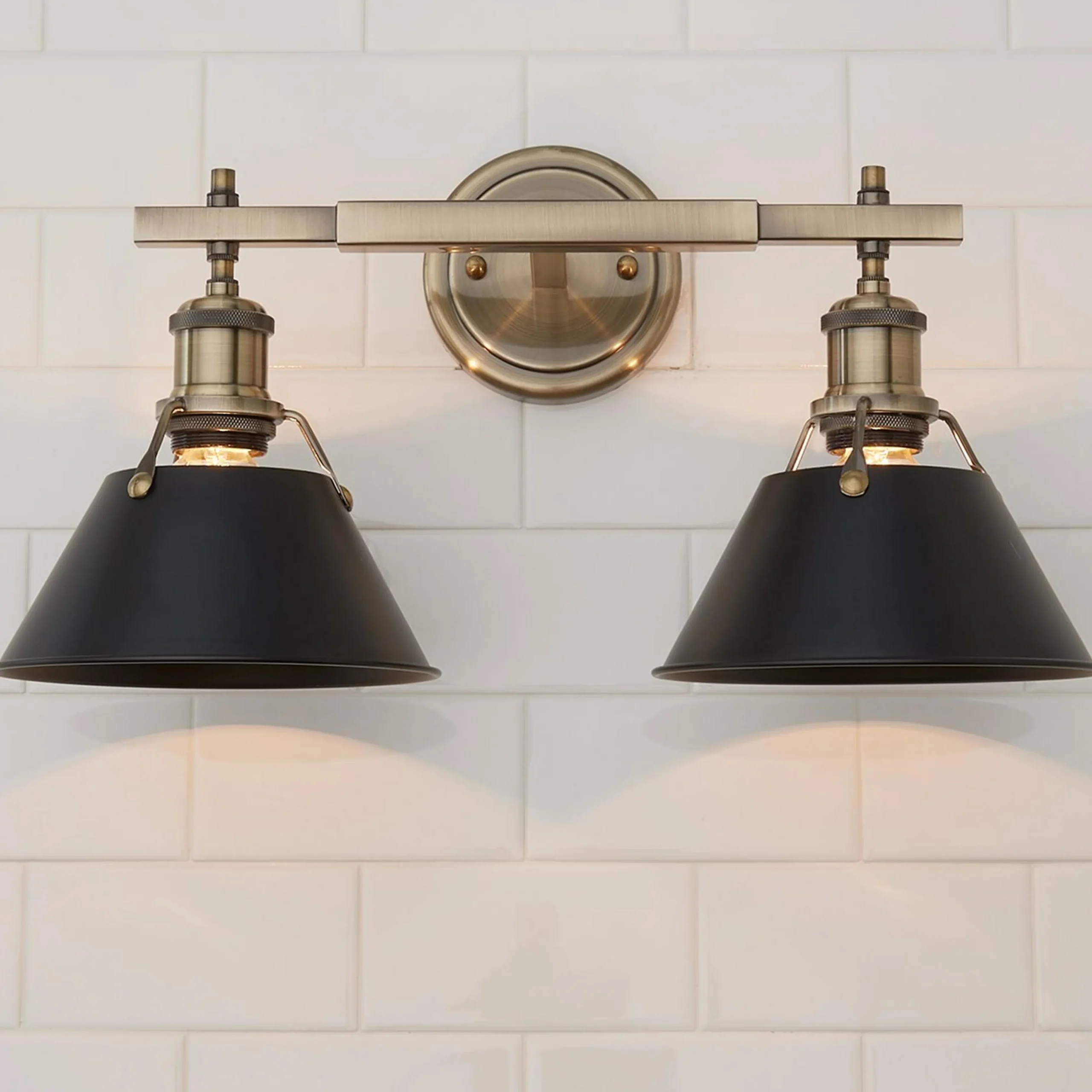 Truncated Cone Shade Vanity Light - 2 light