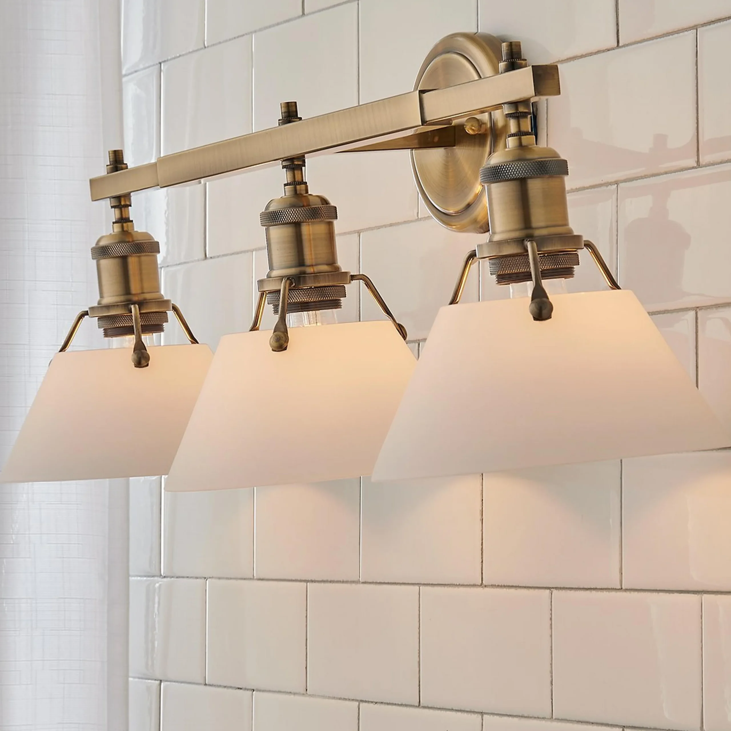 Truncated Cone Shade Vanity Light - 3 light