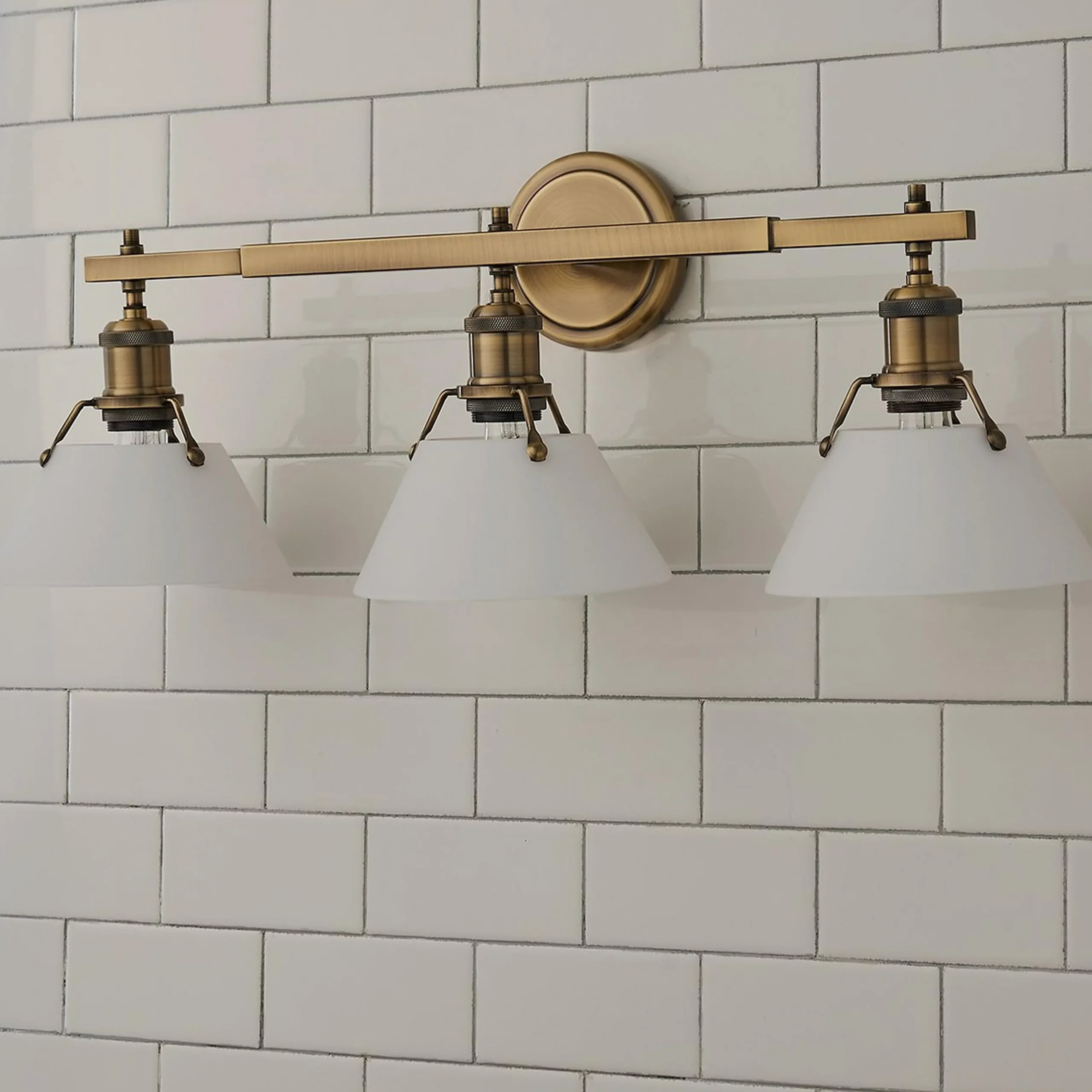 Truncated Cone Shade Vanity Light - 3 light