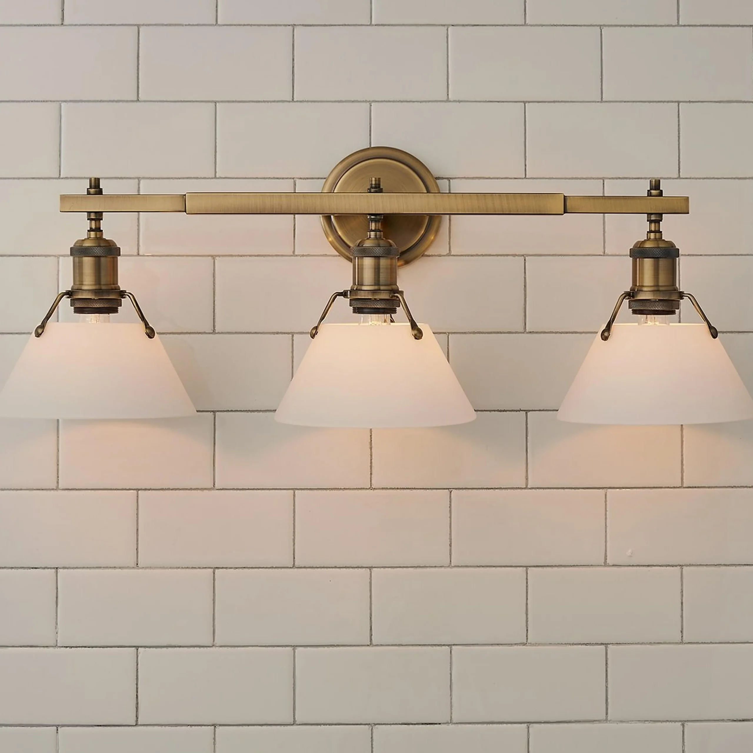 Truncated Cone Shade Vanity Light - 3 light
