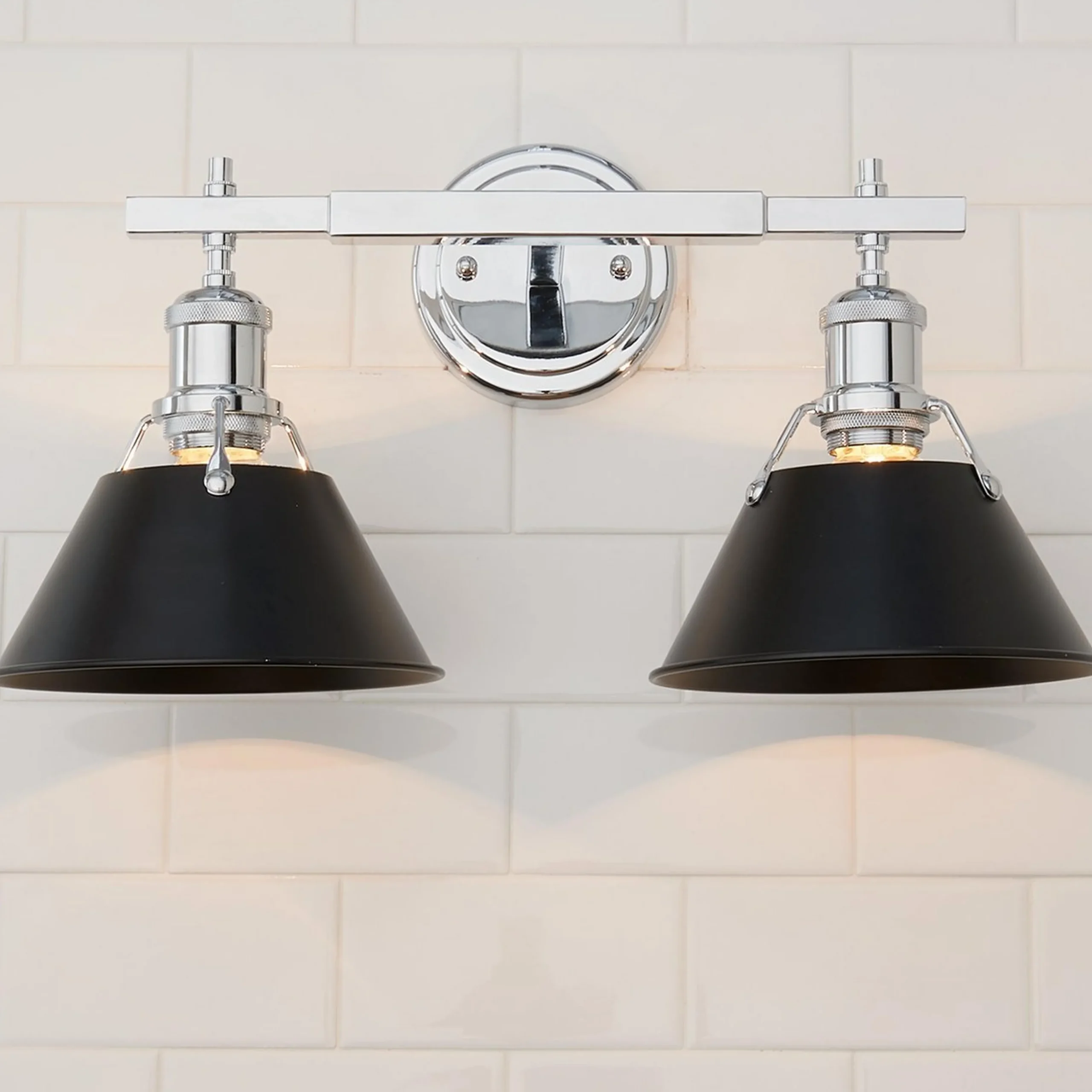 Truncated Cone Shade Vanity Light - 2 light