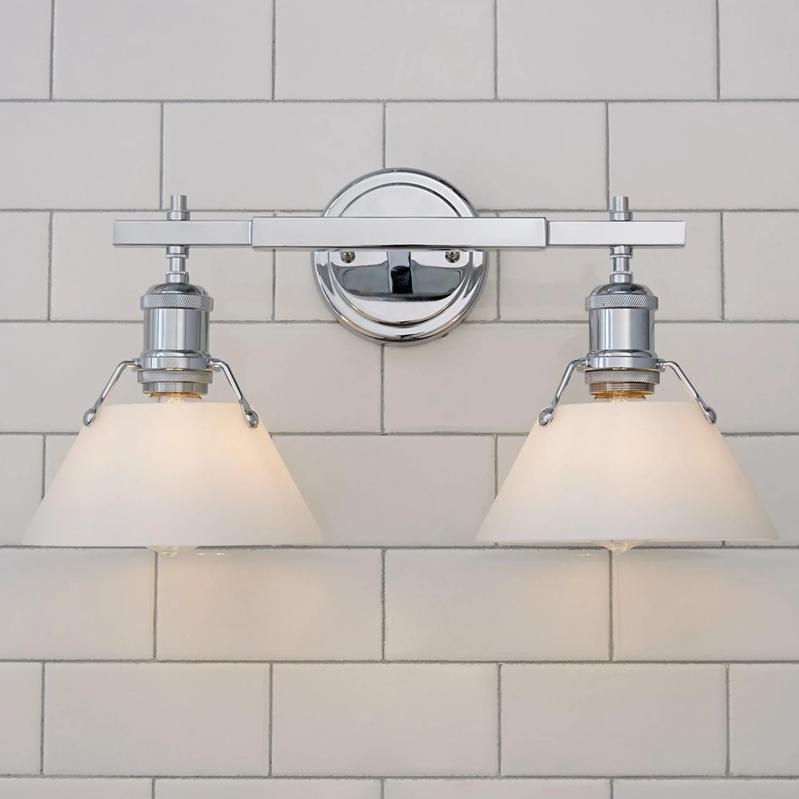 Truncated Cone Shade Vanity Light - 2 light