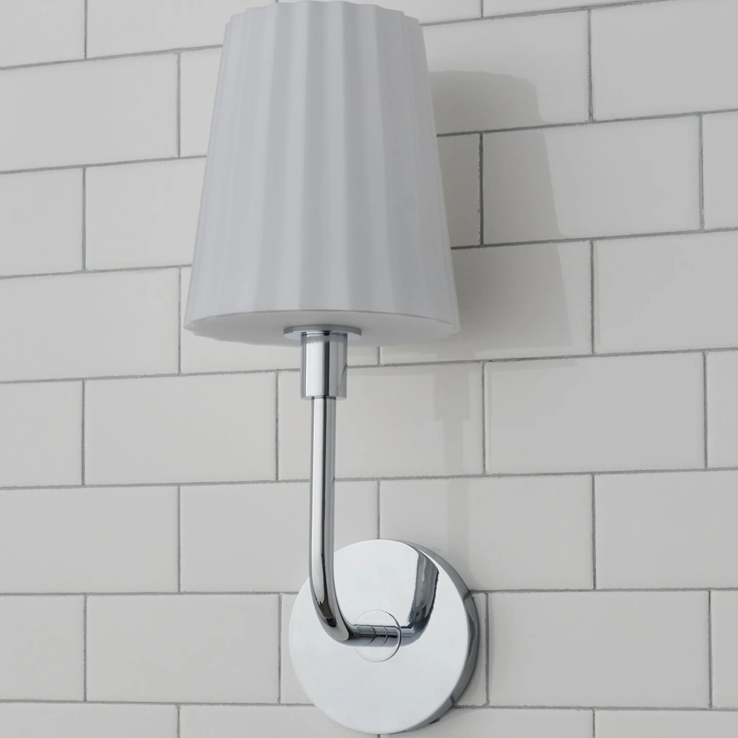 Trysania Bath Sconce - Pleated Opal Shade