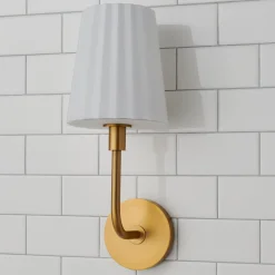 Trysania Bath Sconce - Pleated Opal Shade