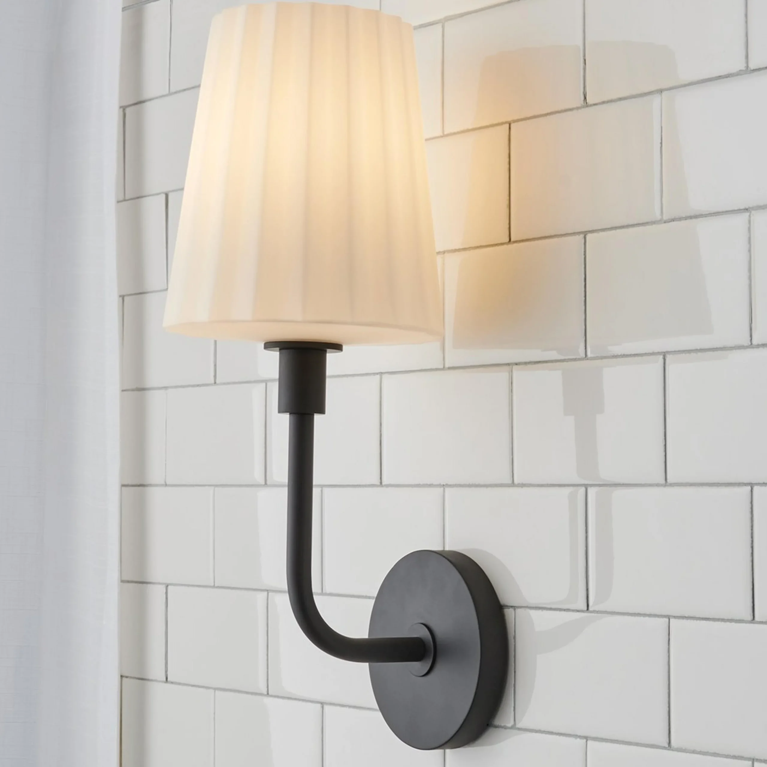 Trysania Bath Sconce - Pleated Opal Shade