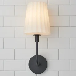 Trysania Bath Sconce - Pleated Opal Shade