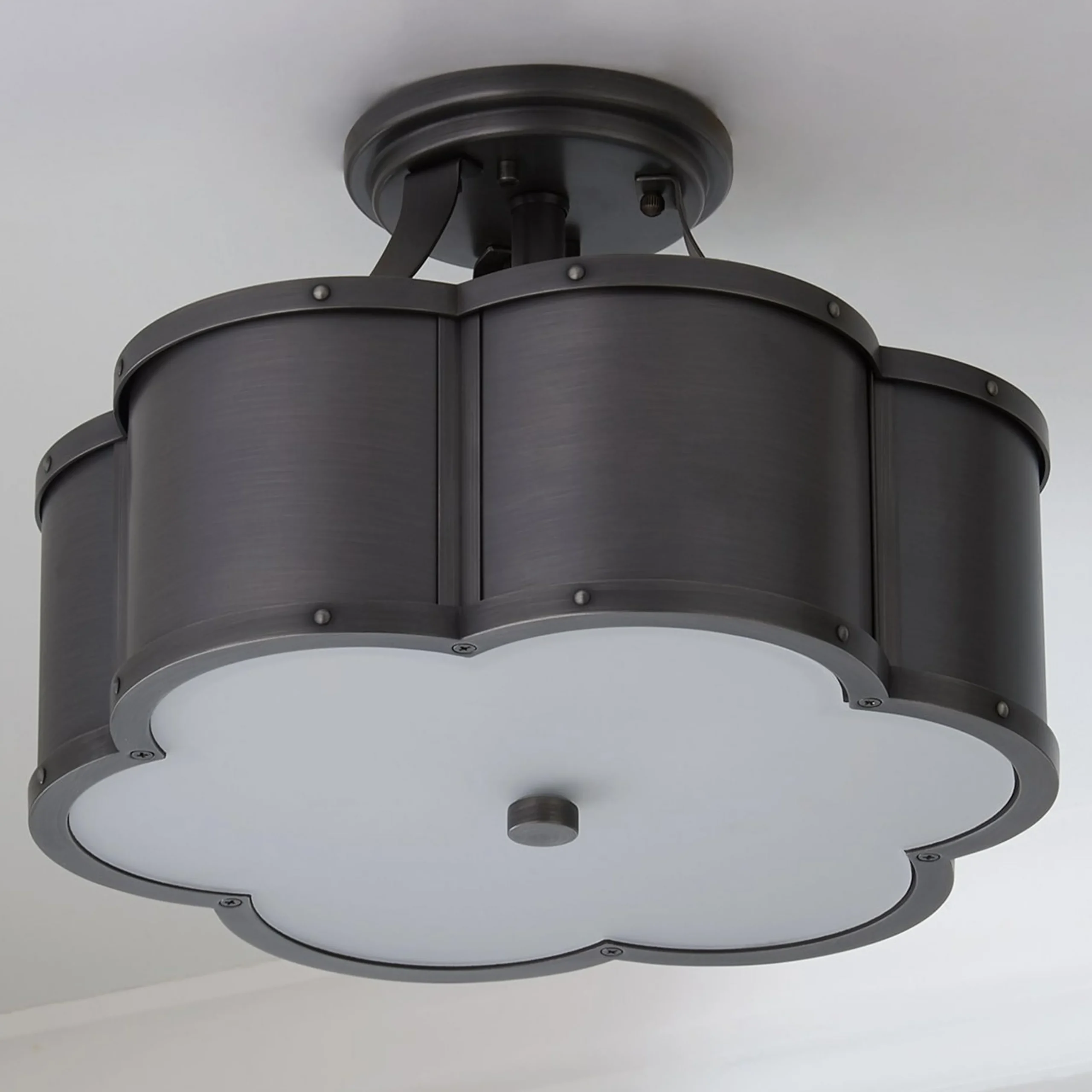 Urban Floral Semi-Flush Ceiling Light - 2 Light