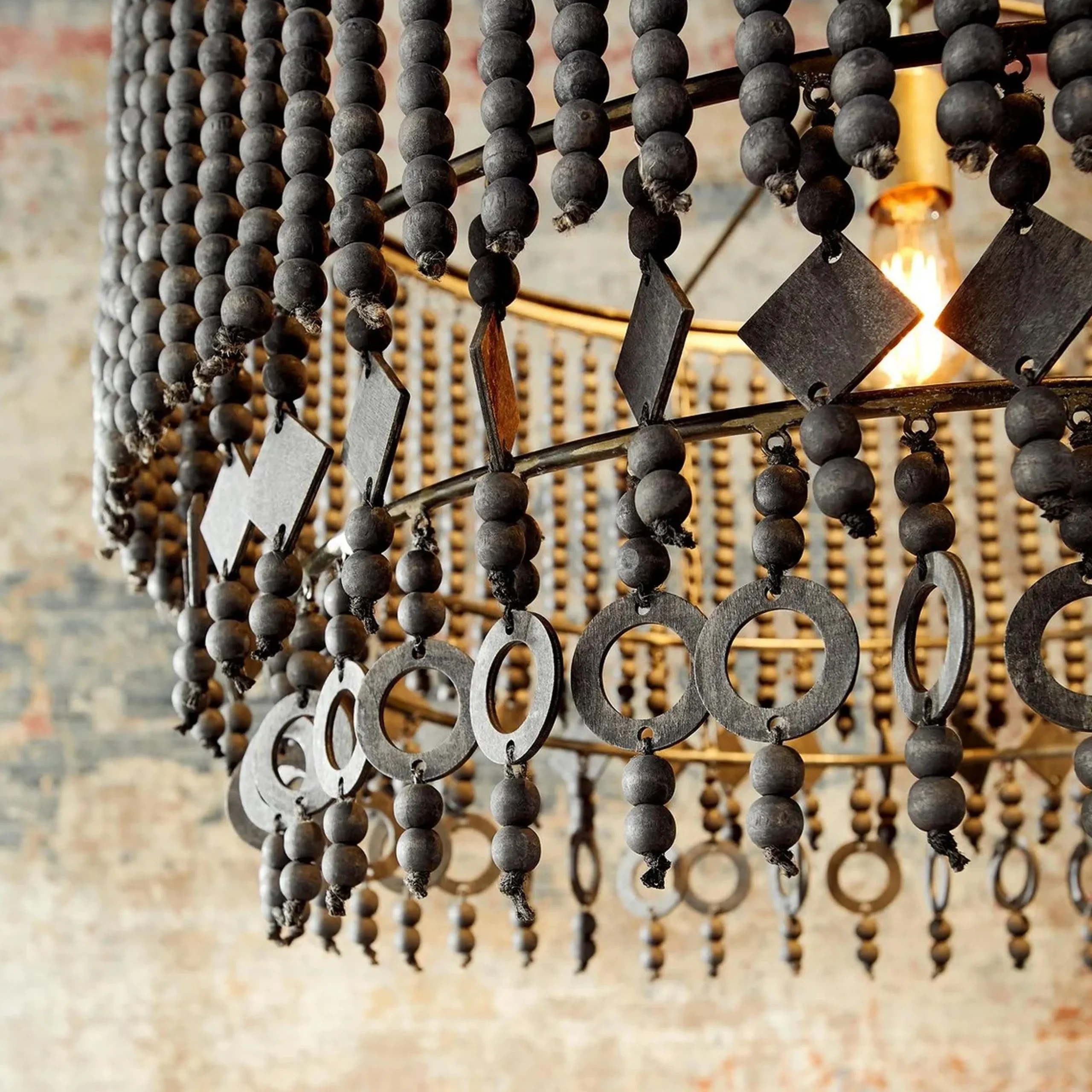 Valencia Wood Bead Pendant - Drum