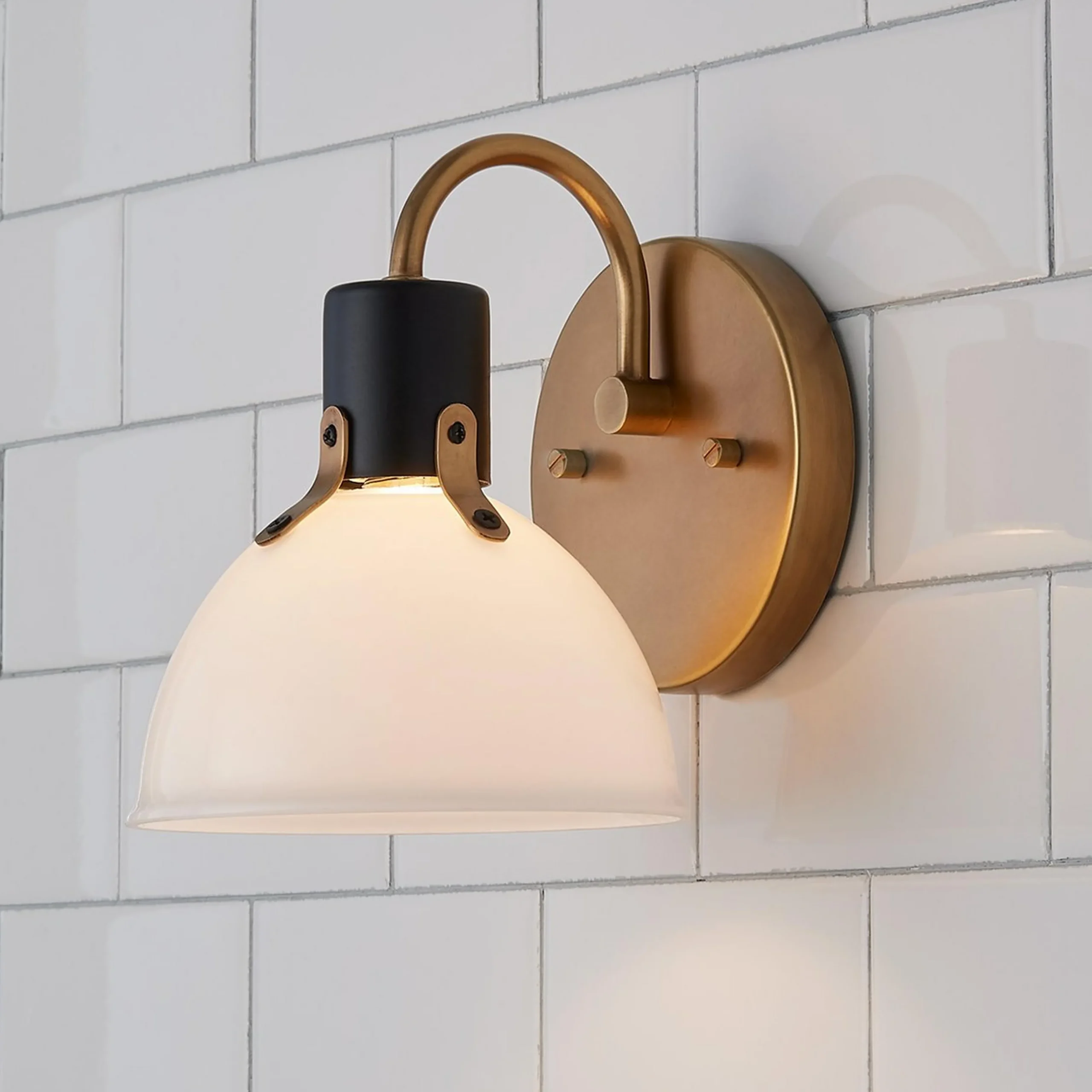 Vienna White Glass Bath Sconce