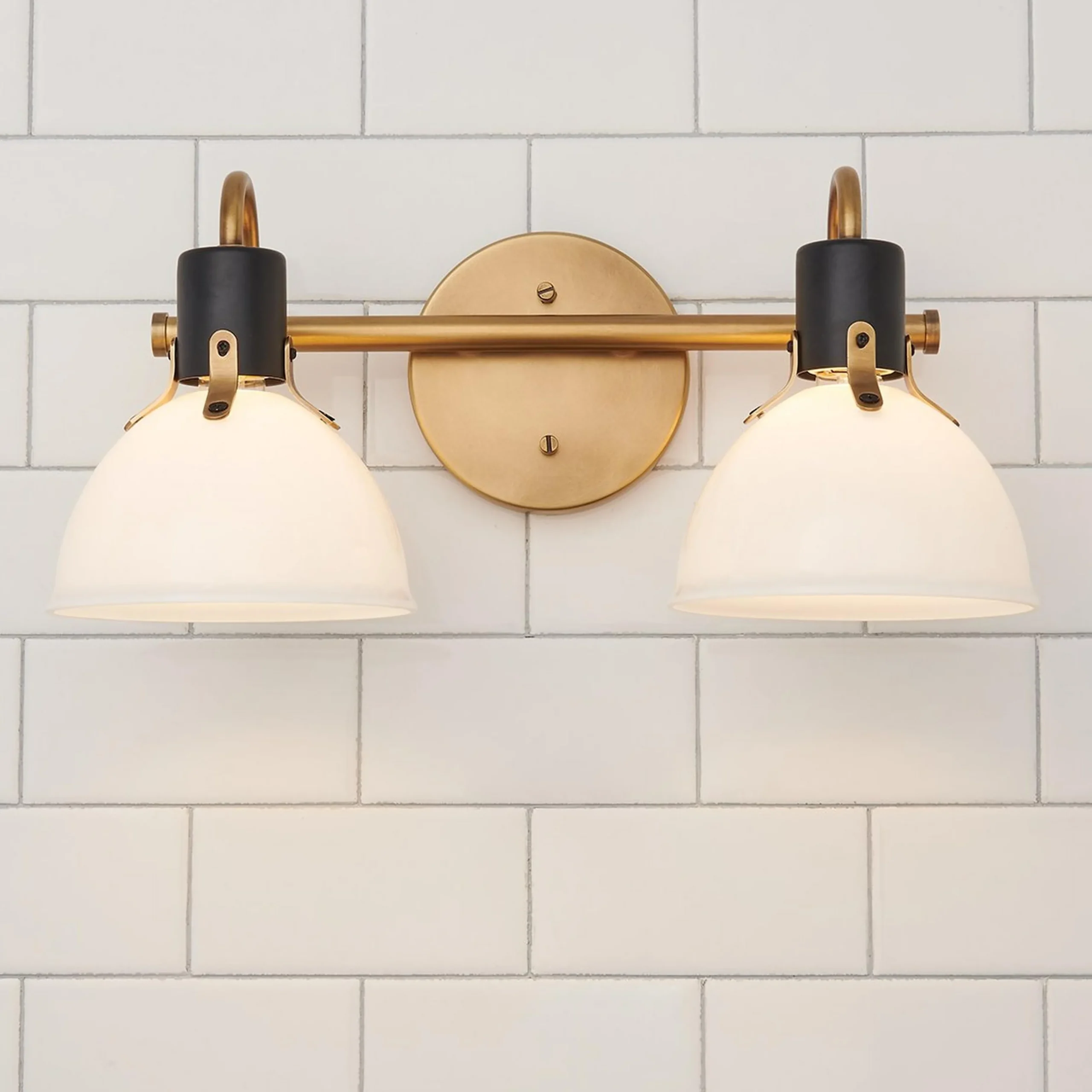 Vienna White Glass Vanity Light - 2 Light