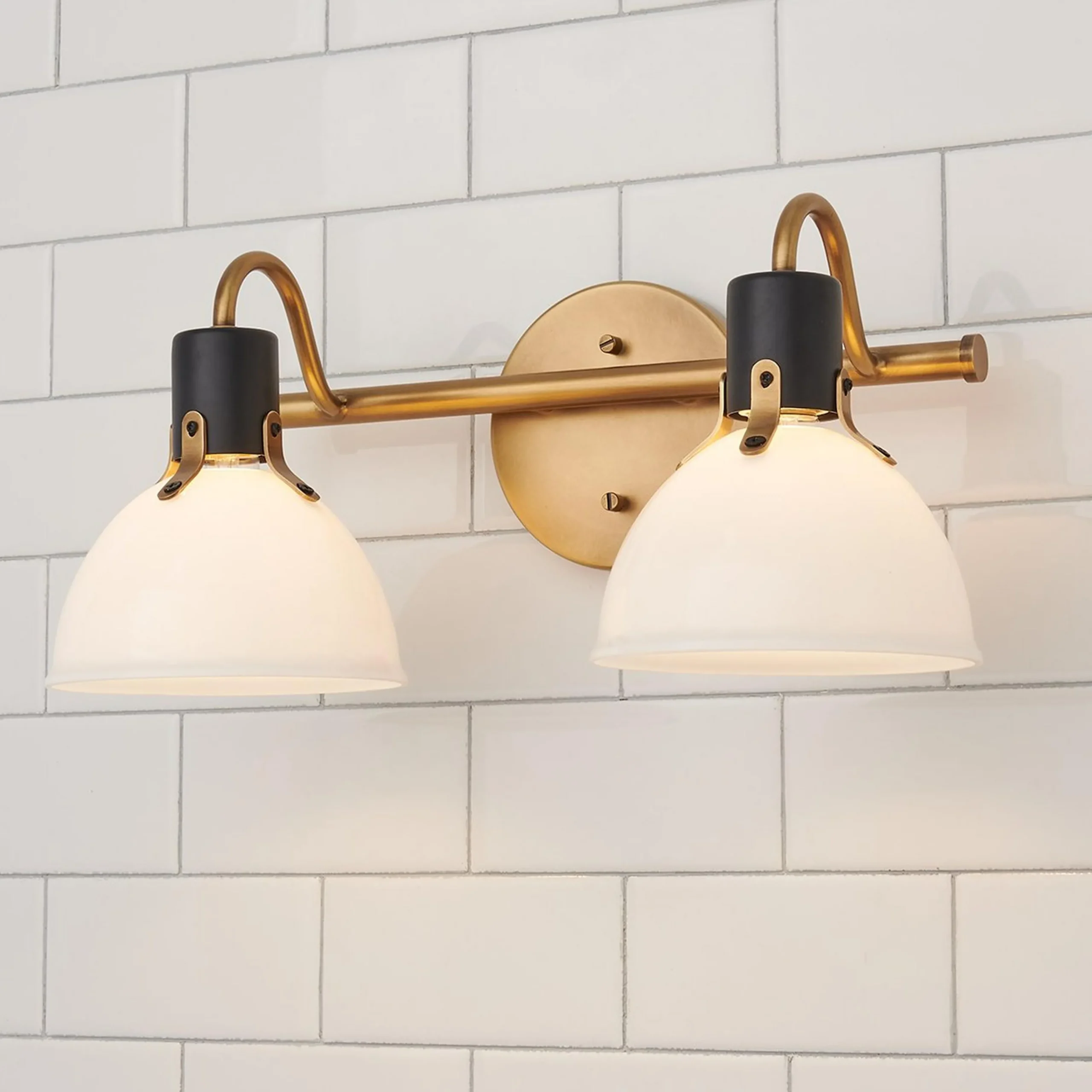 Vienna White Glass Vanity Light - 2 Light