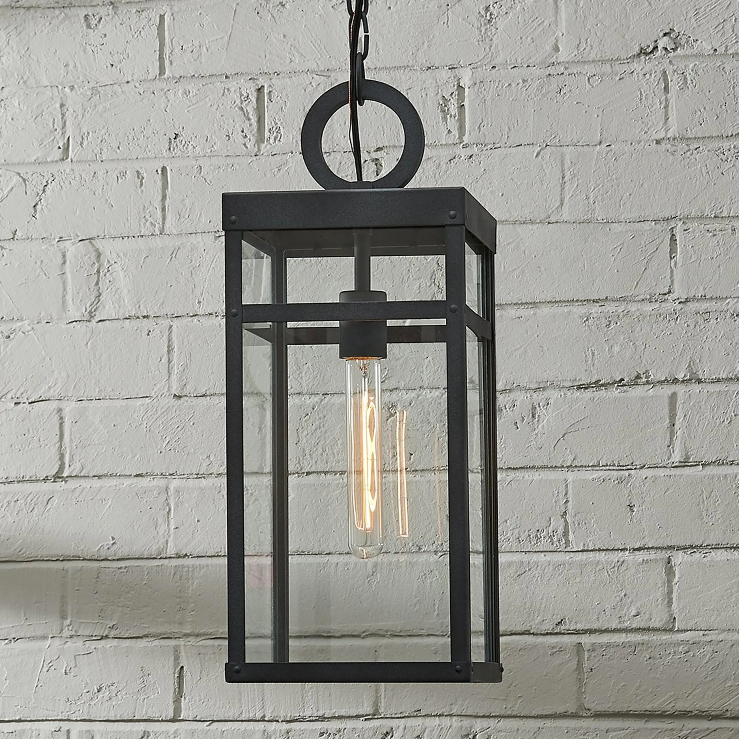 Vintage Suspended Pane Outdoor Pendant