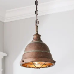 Weathered Industrial Caged Pendant - 1 Light