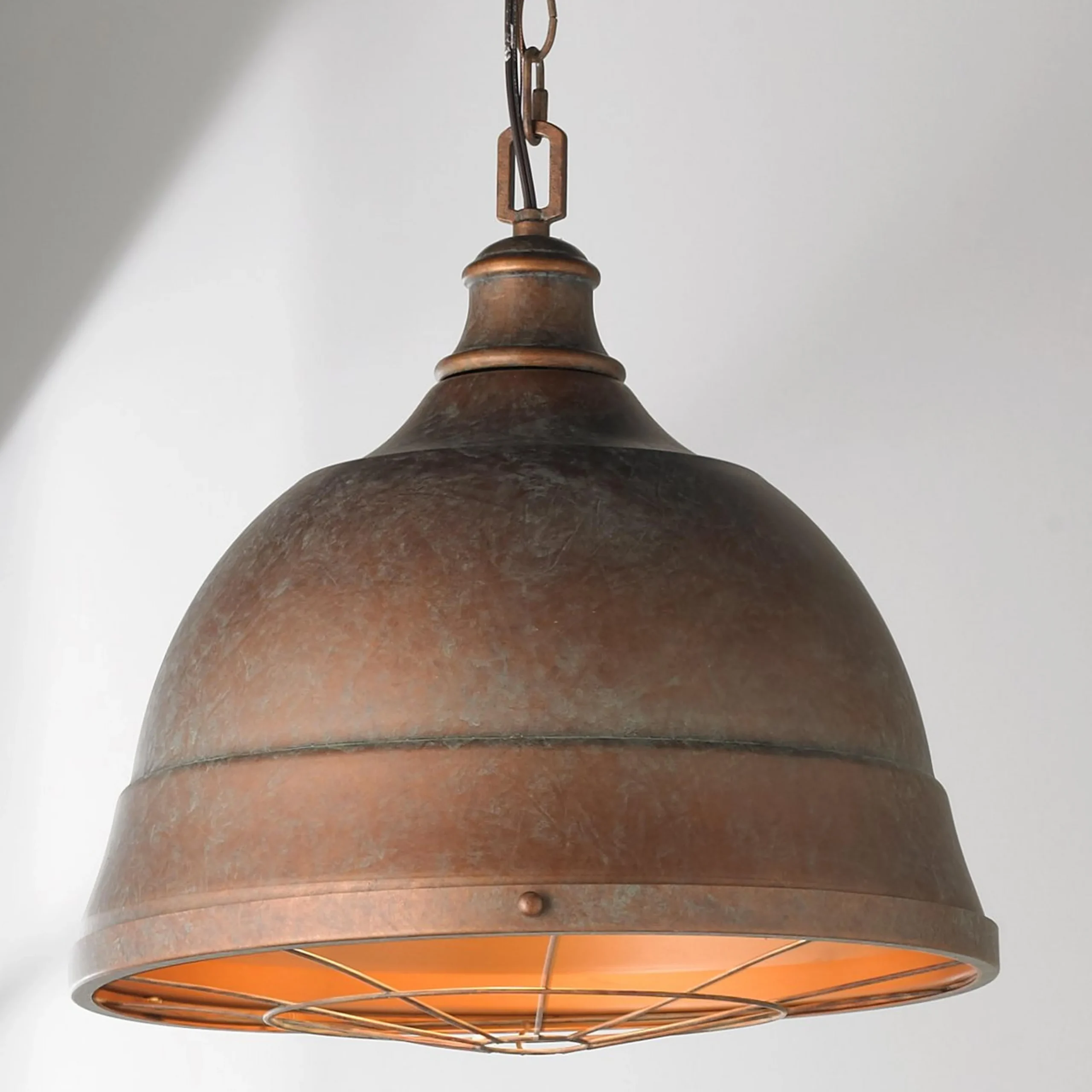 Weathered Industrial Caged Pendant - 2 Light
