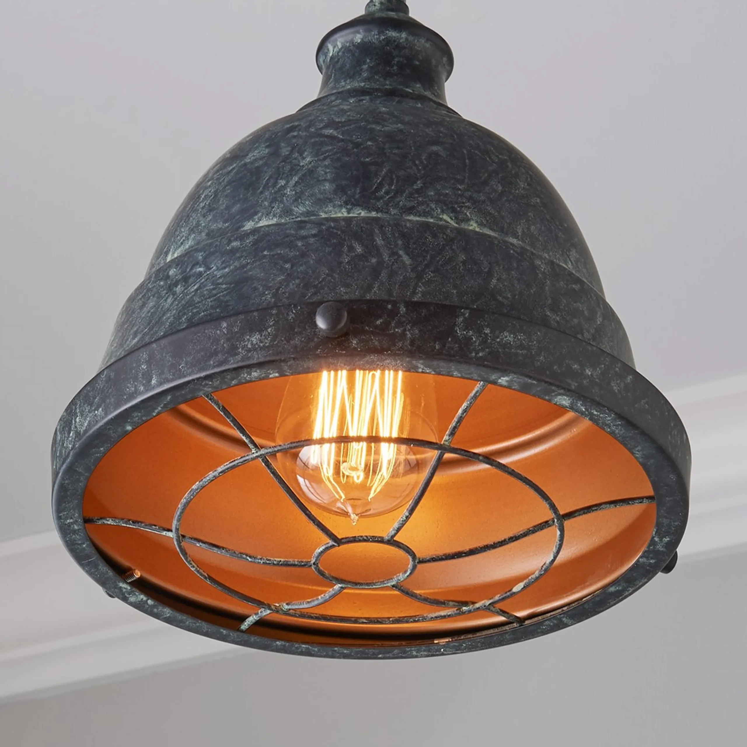 Weathered Industrial Caged Pendant - 1 Light