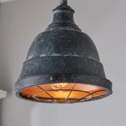 Weathered Industrial Caged Pendant - 1 Light