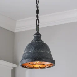 Weathered Industrial Caged Pendant - 1 Light
