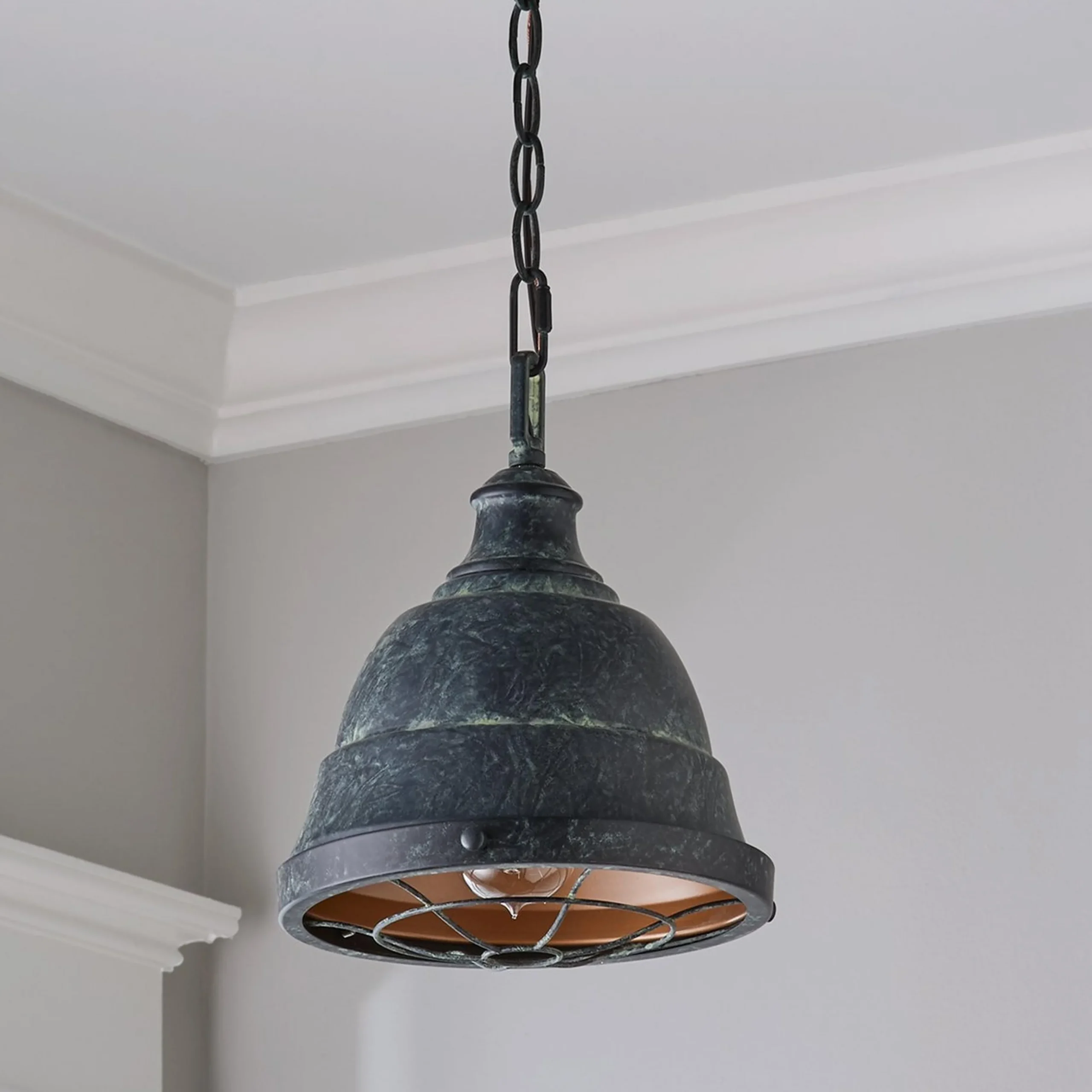 Weathered Industrial Caged Pendant - 1 Light