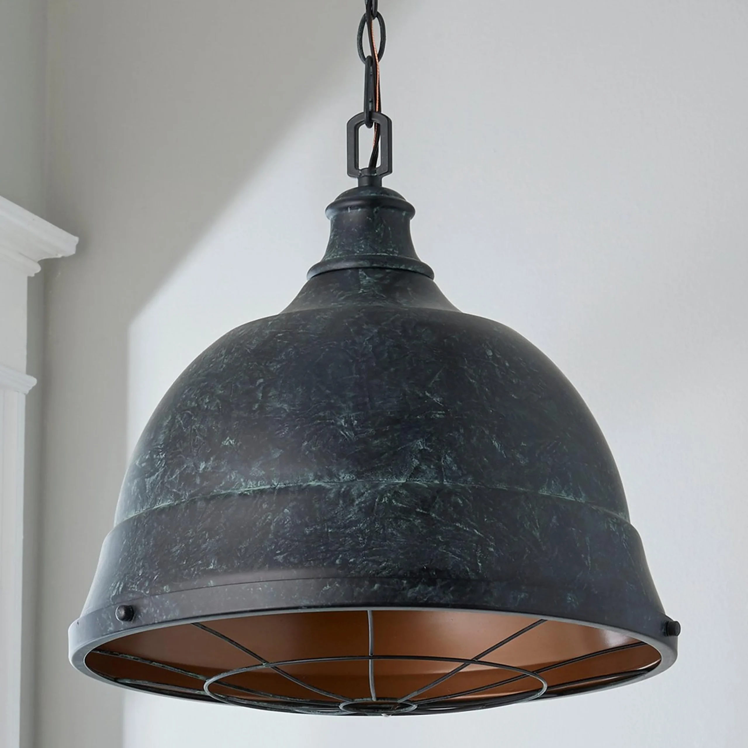Weathered Industrial Caged Pendant - 2 Light