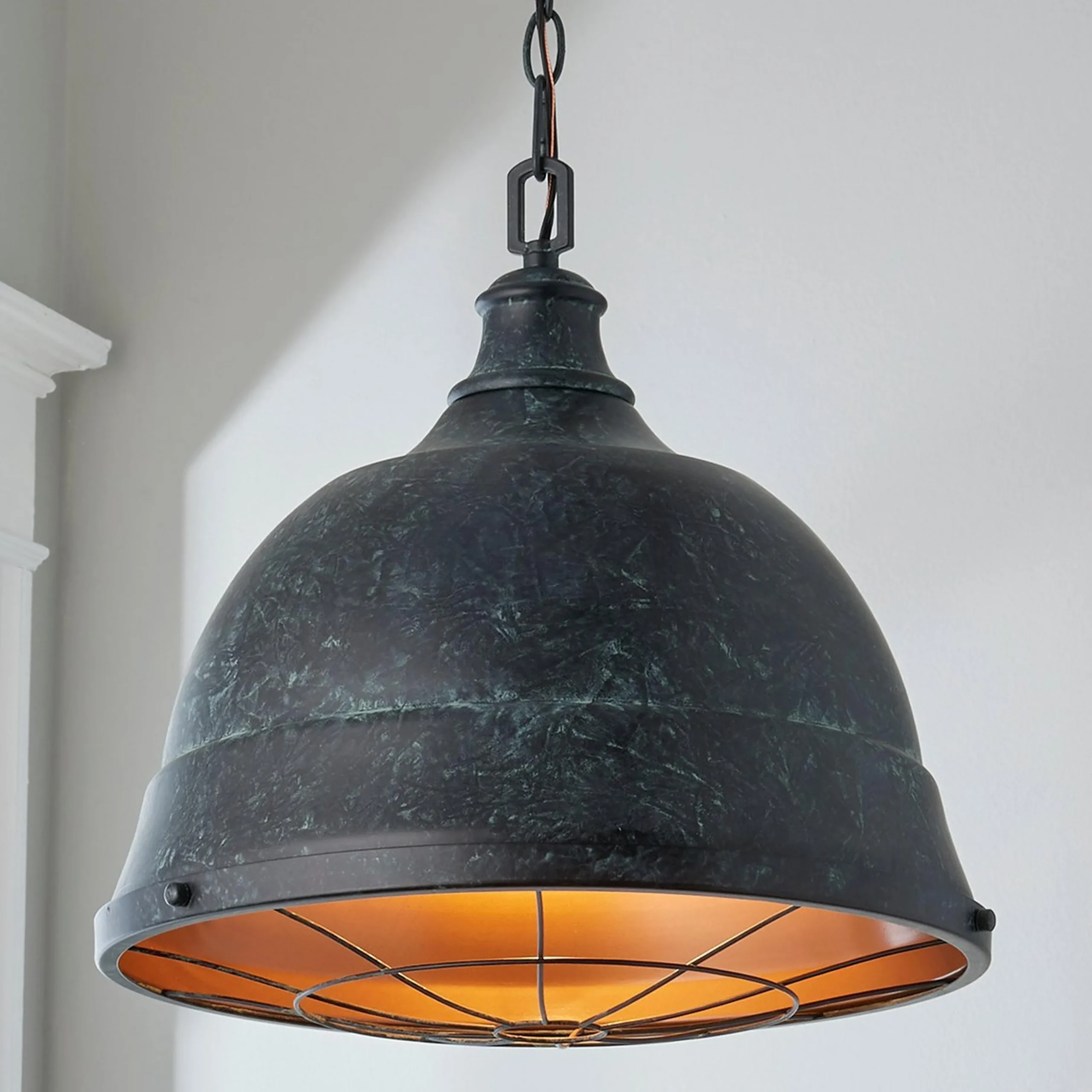 Weathered Industrial Caged Pendant - 2 Light