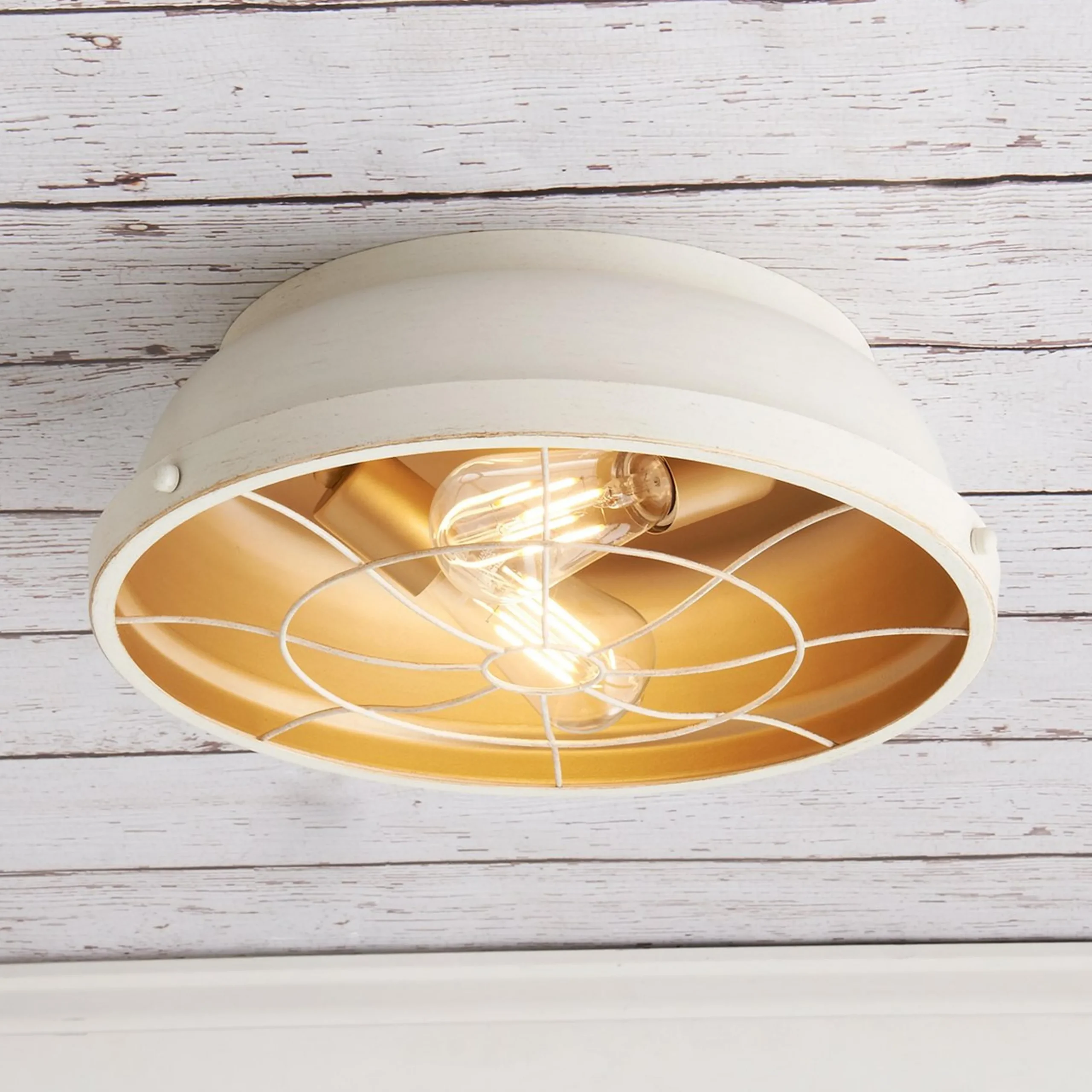Weathered Industrial Caged Ceiling Light