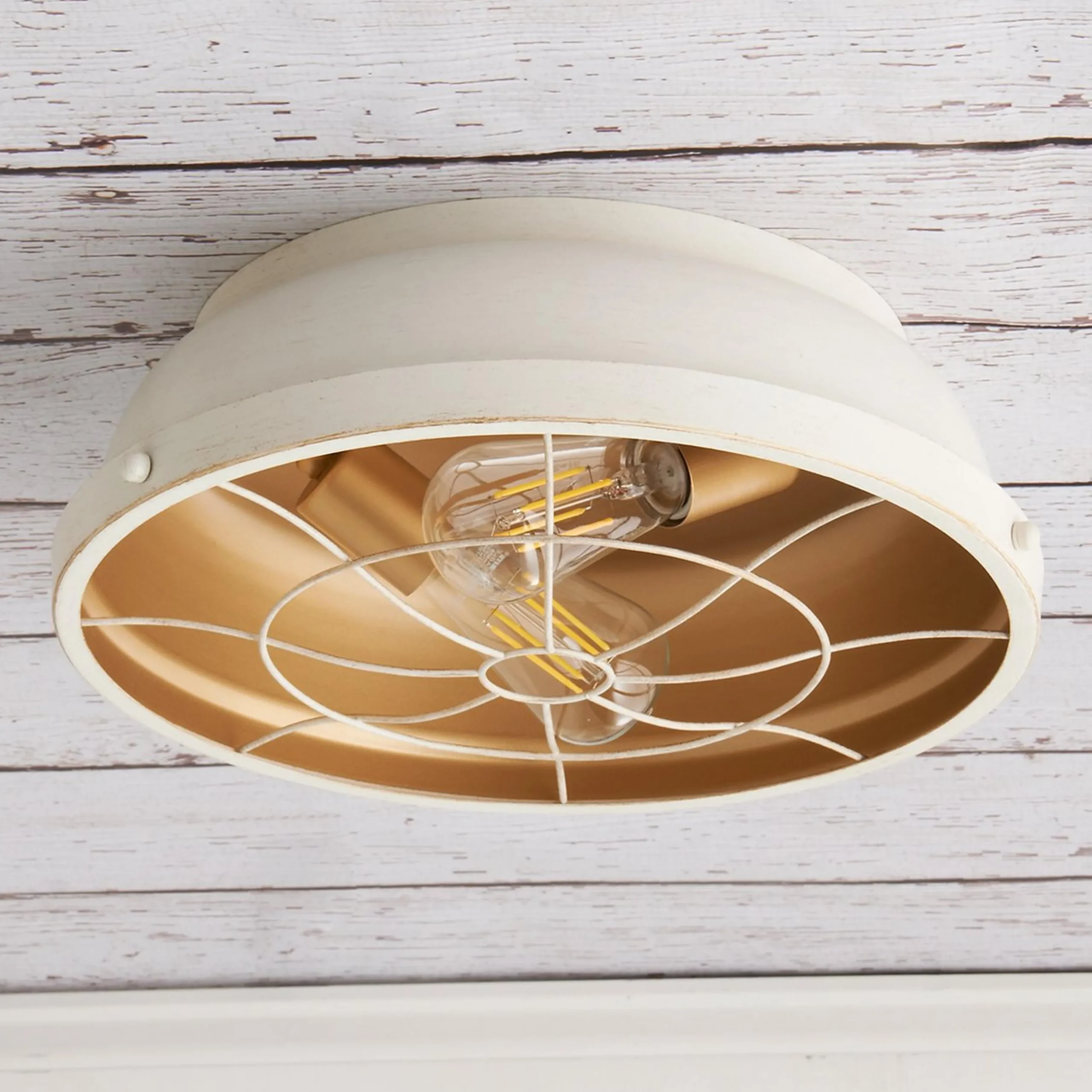 Weathered Industrial Caged Ceiling Light