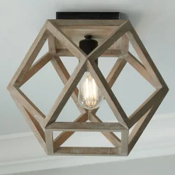 Weathered Wood Cage Ceiling Light