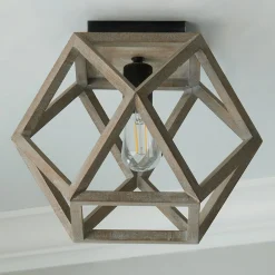 Weathered Wood Cage Ceiling Light