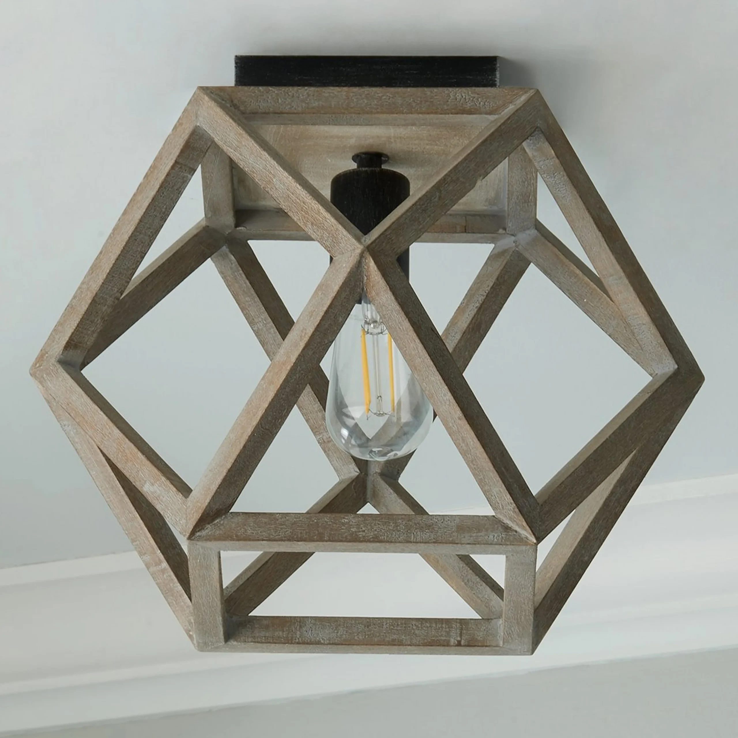 Weathered Wood Cage Ceiling Light