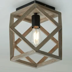 Weathered Wood Cage Ceiling Light